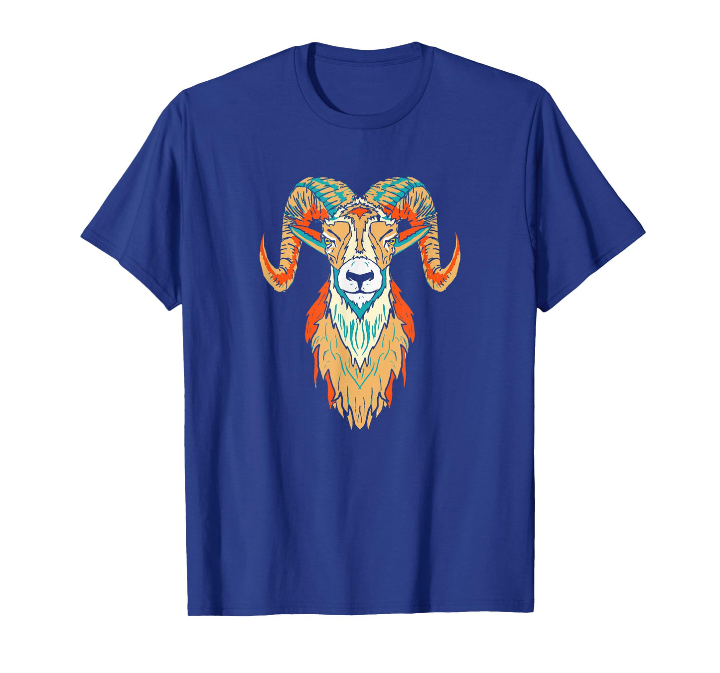 Artistic Big Horn Sheep Ram Head 80s Vibe Sketch Graphic T-Shirt