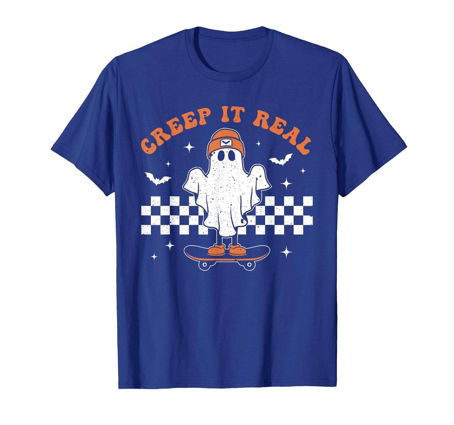 Creep it Real Ghost Skateboard Retro Cute Halloween Boy Girl T-Shirt
