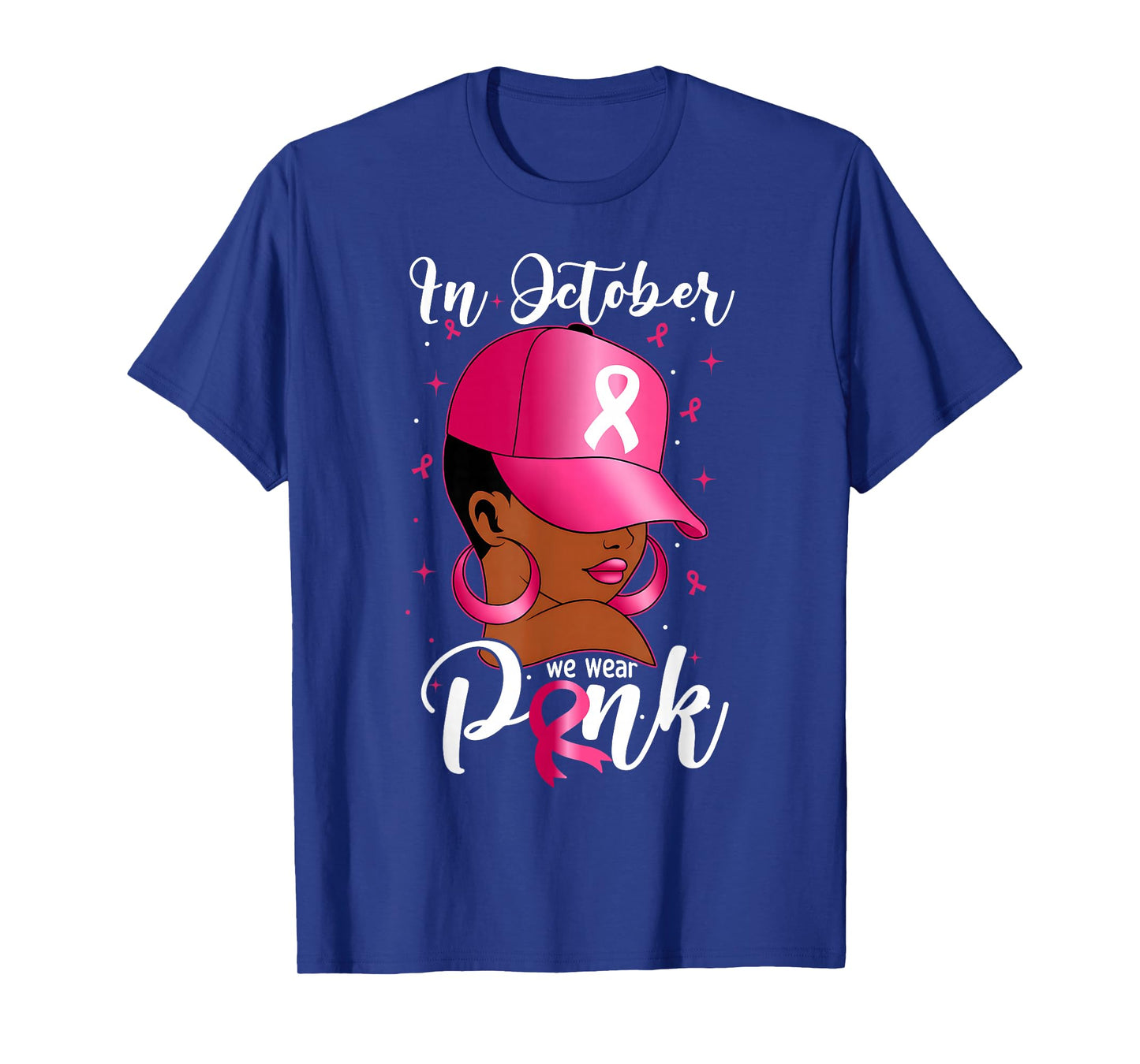 in October We Wear Pink Black Women Breast Cancer Awareness T-Shirt