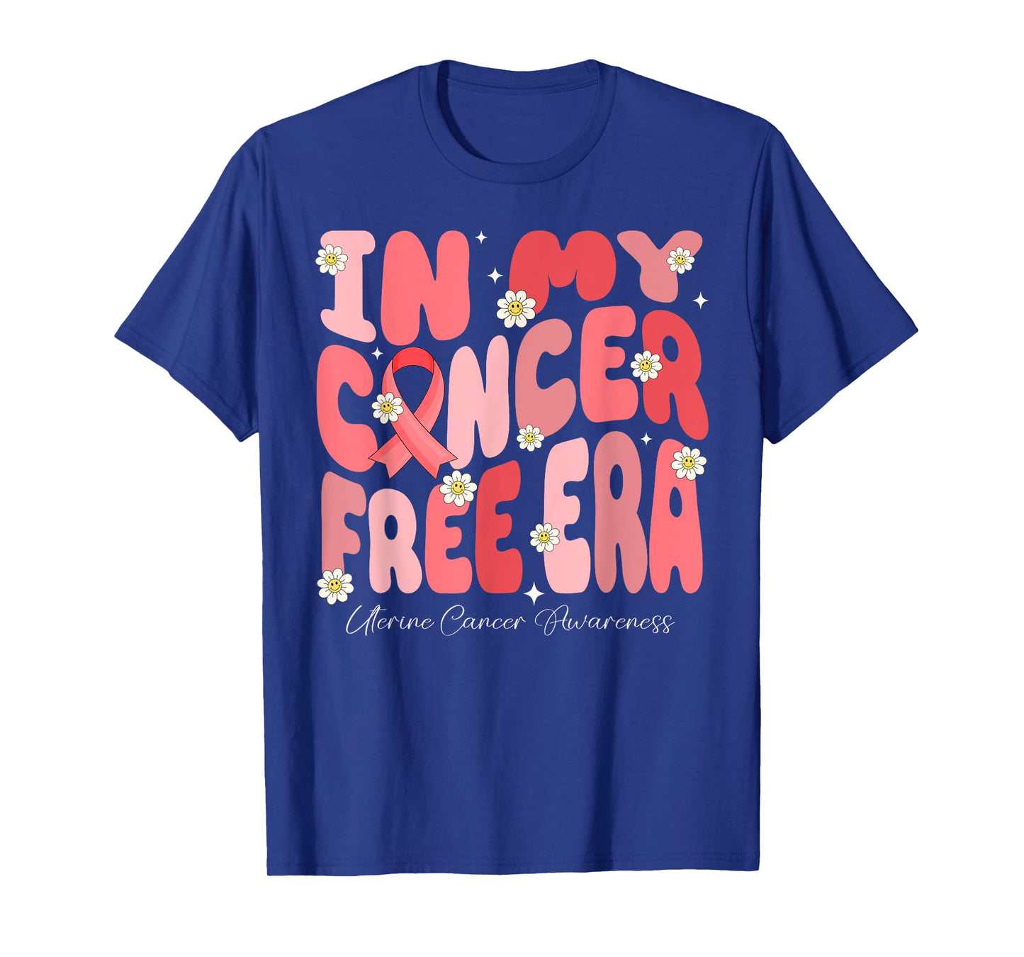 In My Cancer Free Era Uterine Cancer Warrior Groovy Flower T-Shirt