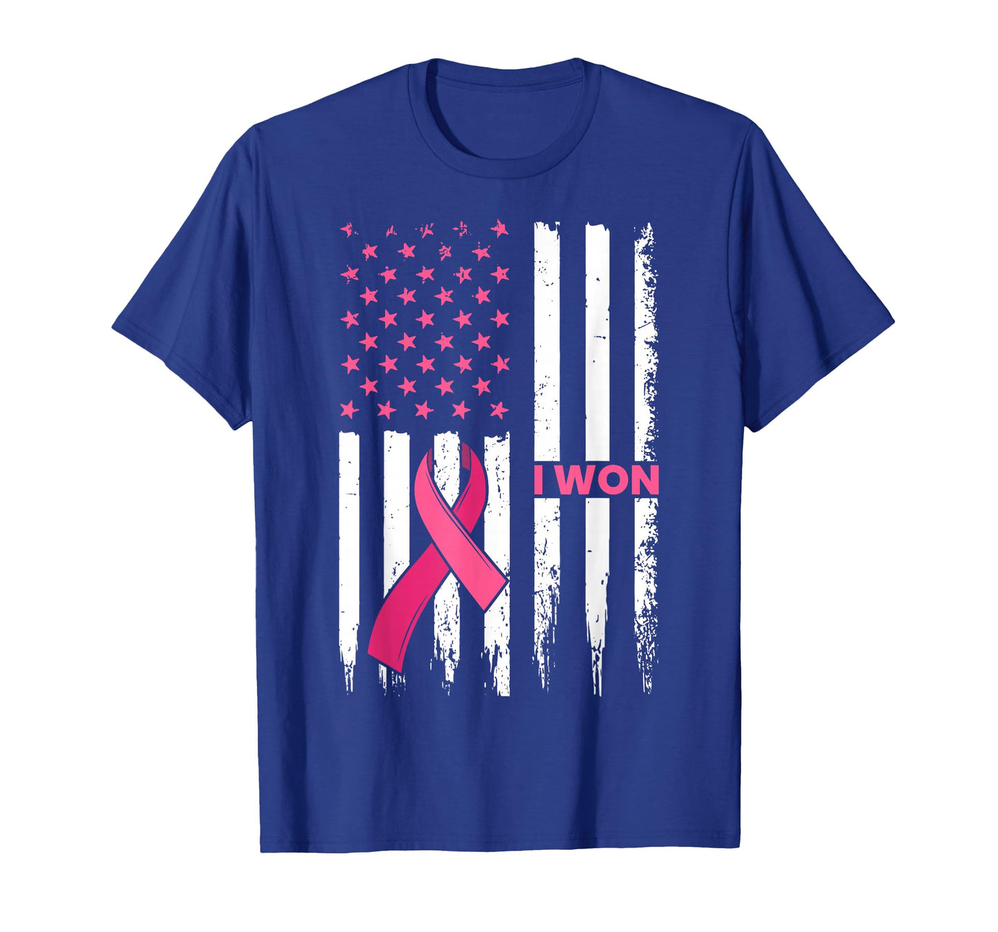 Breast Cancer Survivor I Won Pink Ribbon US Flag Awareness T-Shirt