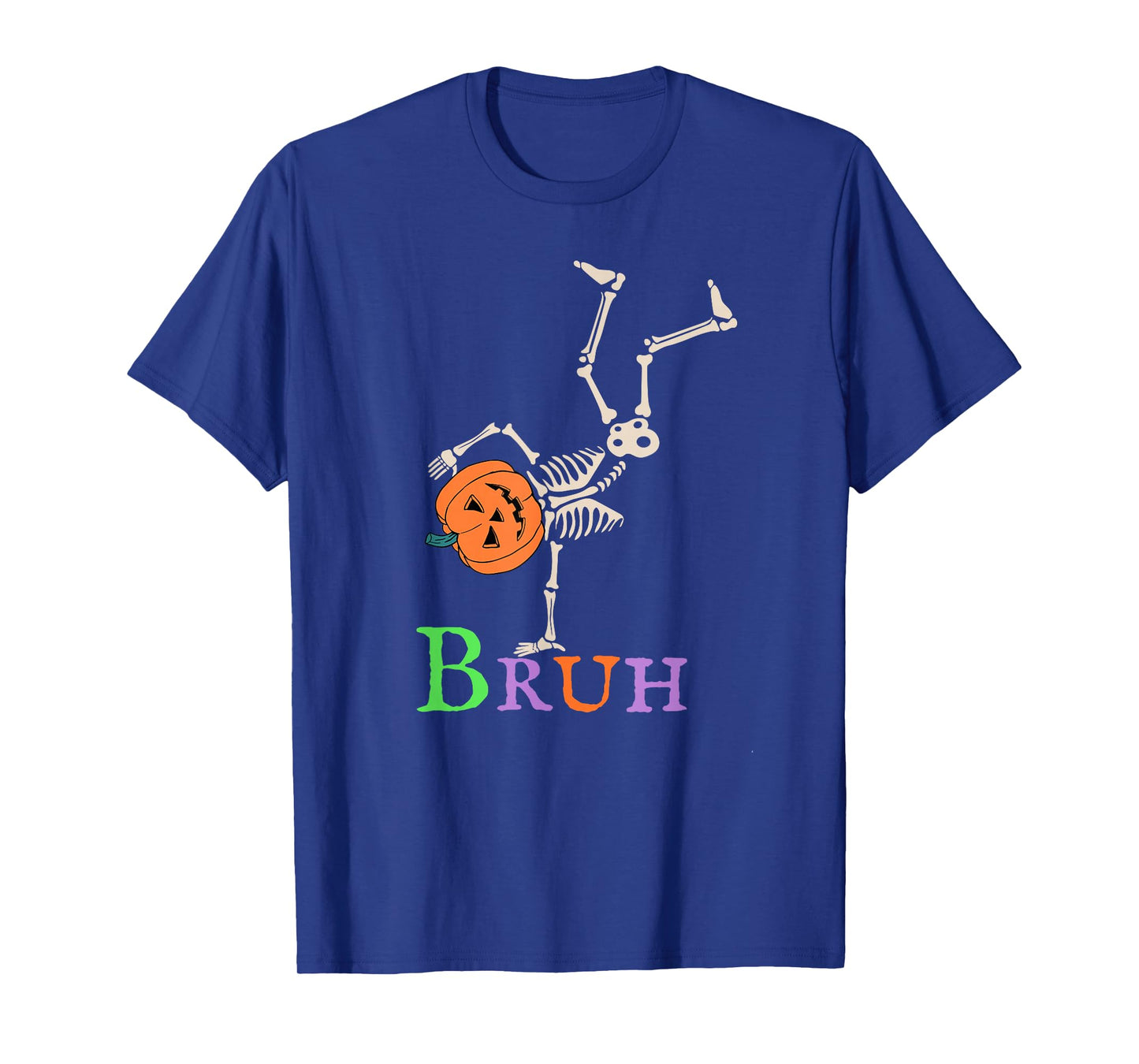 Bruh Skeleton Pumpkin Funny Halloween 2025 Kids Boys Men T-Shirt