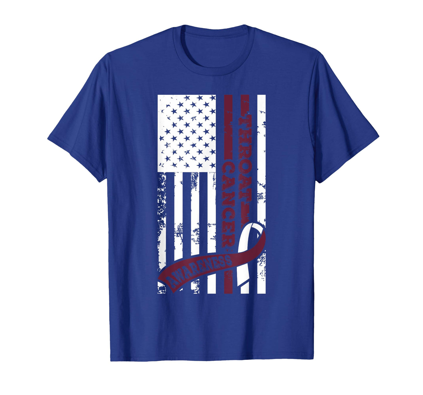 USA Flag Throat Cancer Awareness, Cancer Ribbon T Shirt T-Shirt for Women Kids Men