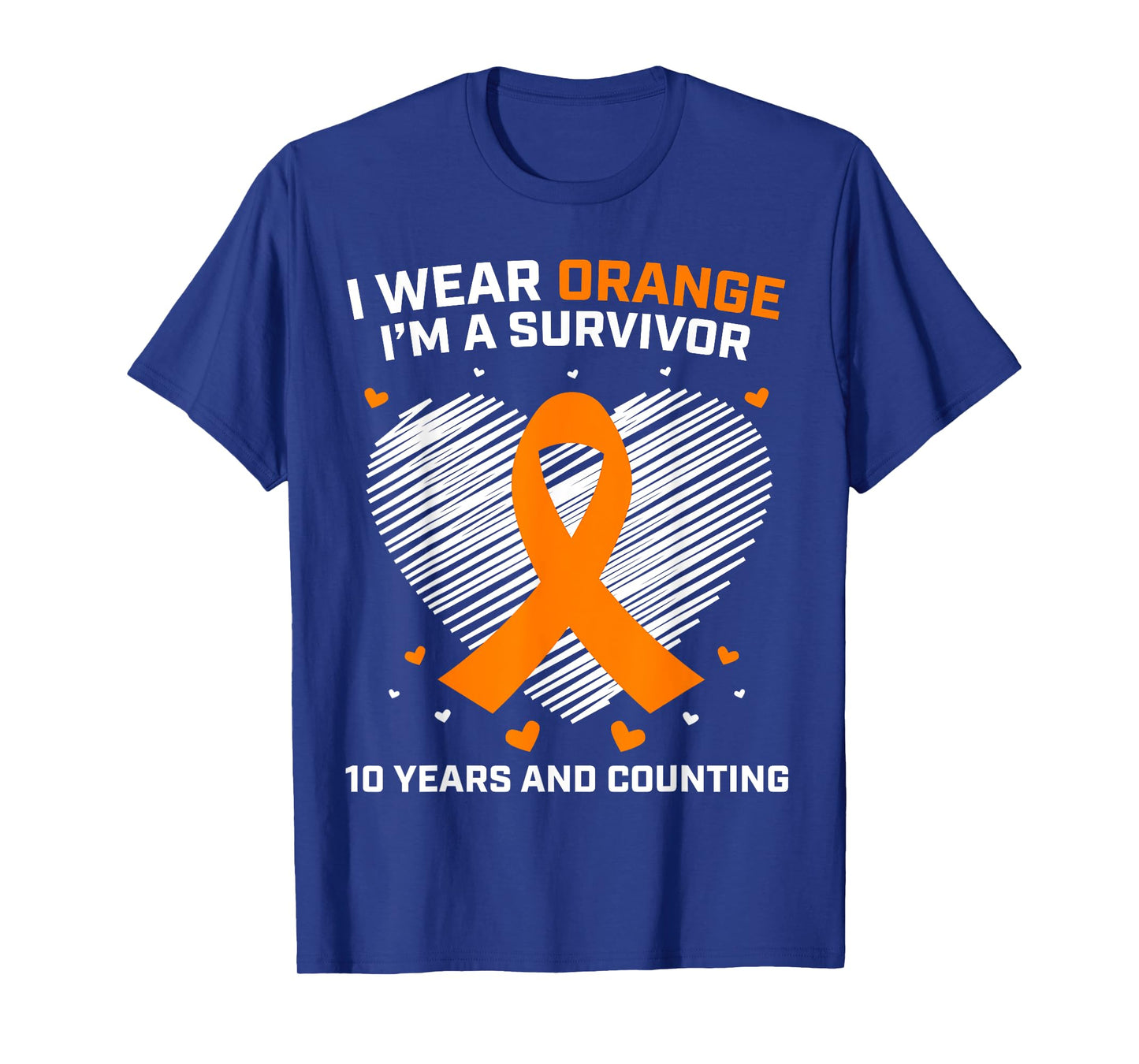 10 Year Cancer Free Leukemia Survivor Gifts Orange Awareness T-Shirt
