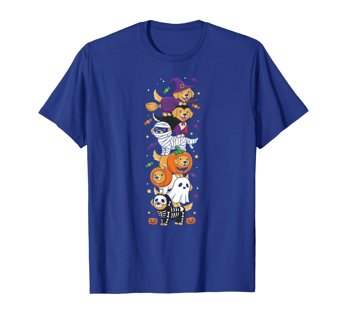 Golden Retriever Witch Vampire Ghost Halloween Mens Womens T-Shirt
