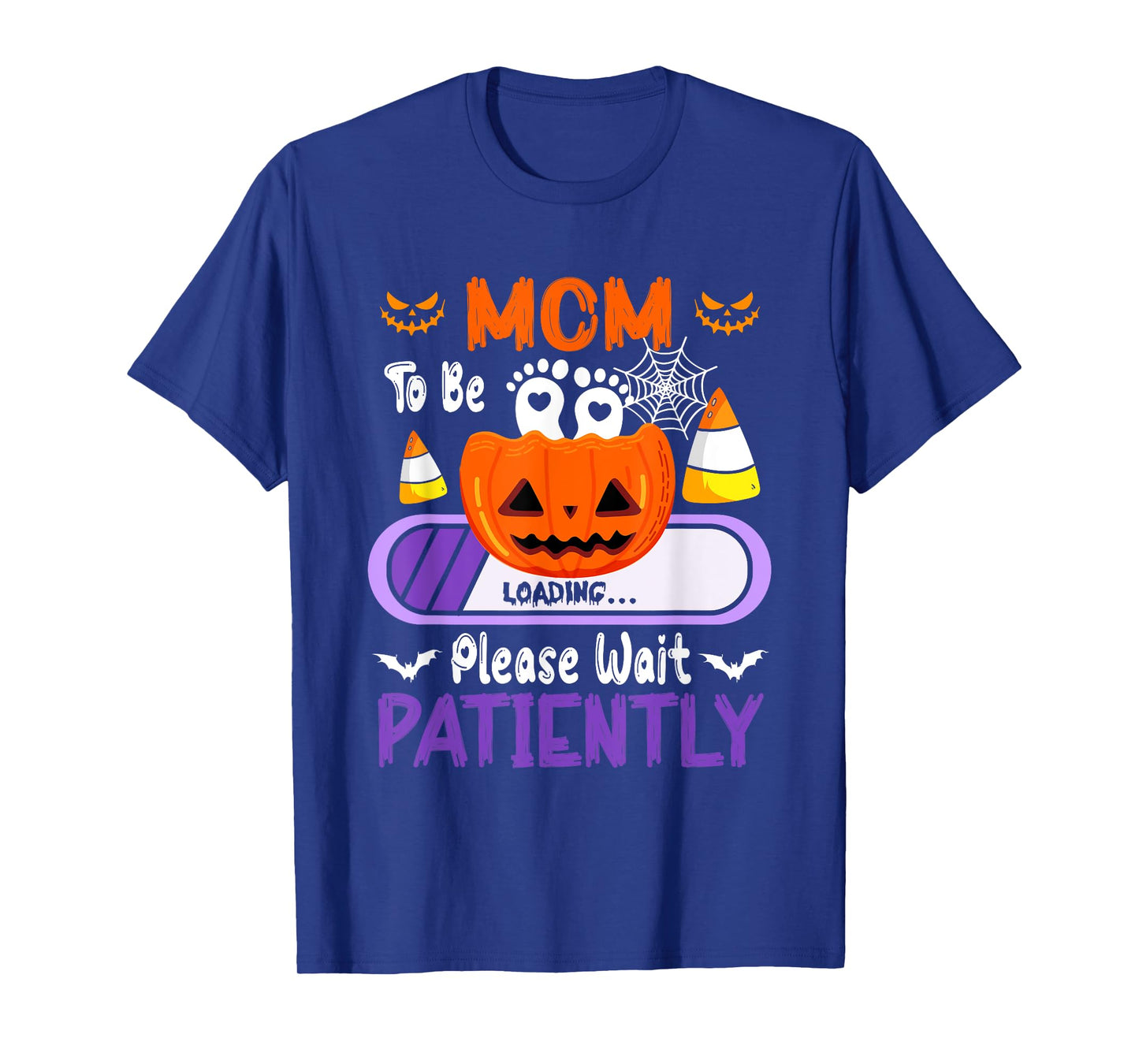 Mom Proud Loading Halloween Pumpkin Expecting New Baby T-Shirt