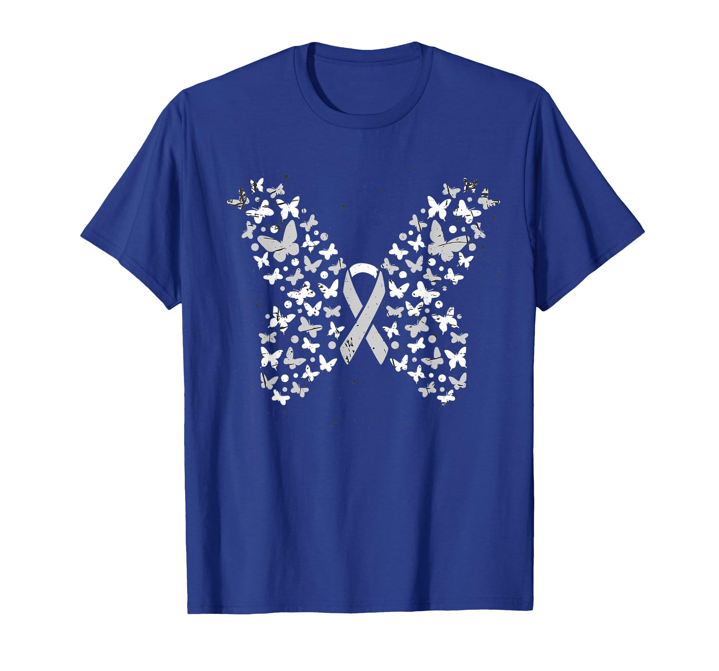 White Ribbon Cancer Warrior Butterfly Lung Cancer Awareness T-Shirt