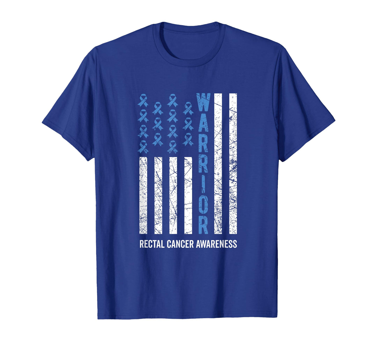 Warrior Dark Blue Ribbon Rectal Cancer Awareness T-Shirt