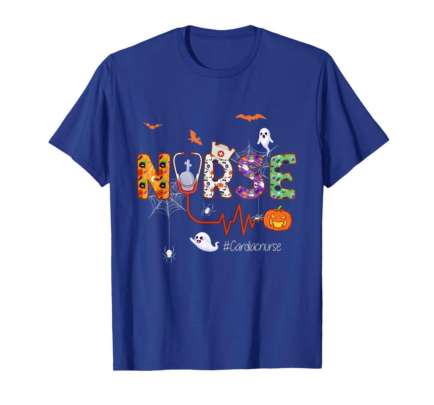 Cardiac Nurse Nursing Stethoscope Halloween Pattern T-Shirt