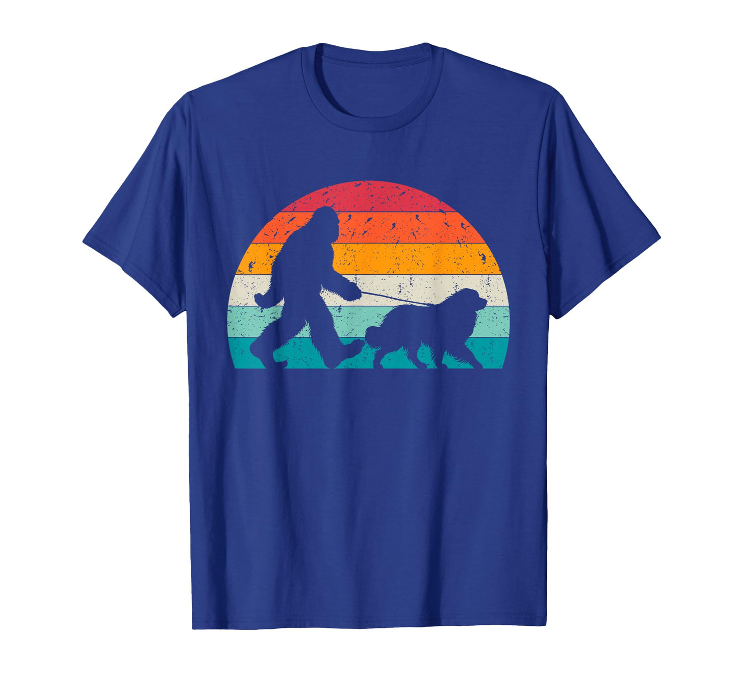 Bigfoot Walking a Dog Funny Great Pyrenees Lovers Dog Dad Men Women Kids T-Shirt