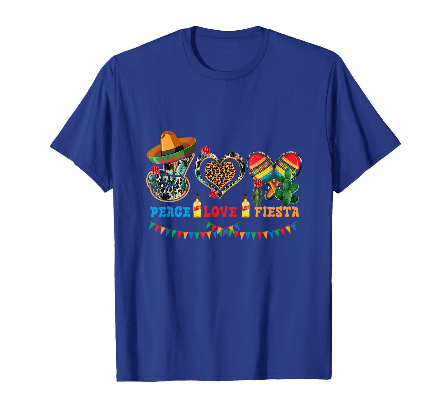 Peace Love Fiesta Heart Leopard Mexican Cinco De Mayo Party T-Shirt