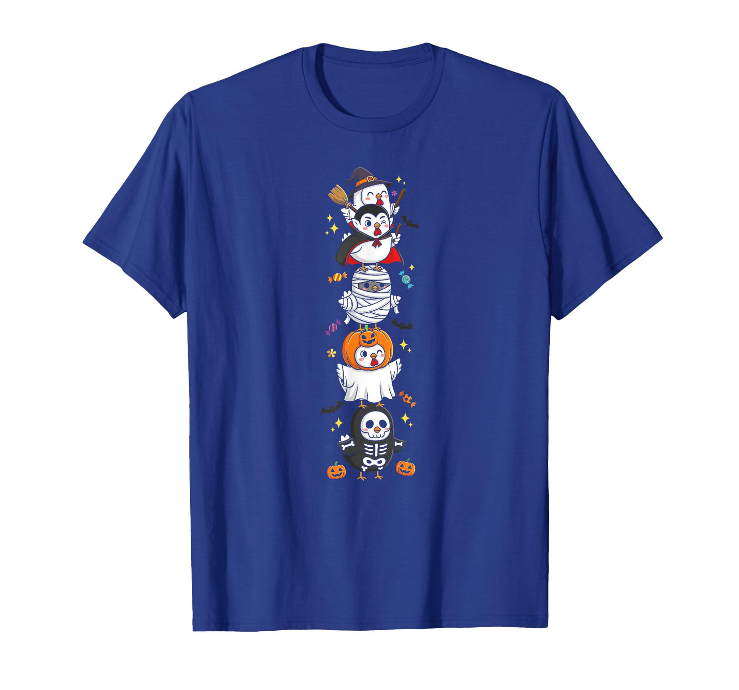 Funny Chicken Witch Vampire Ghost Halloween Kids Mens Womens T-Shirt