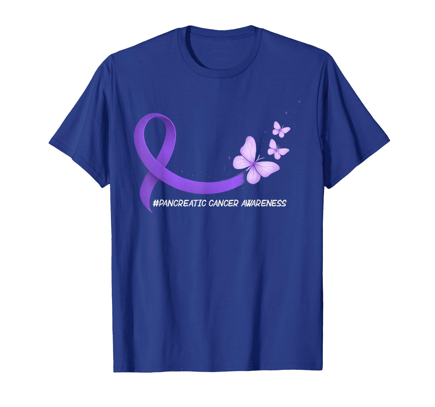 Pancreatic Cancer Awareness Ribbon Purple Butterfly Support T-Shirt