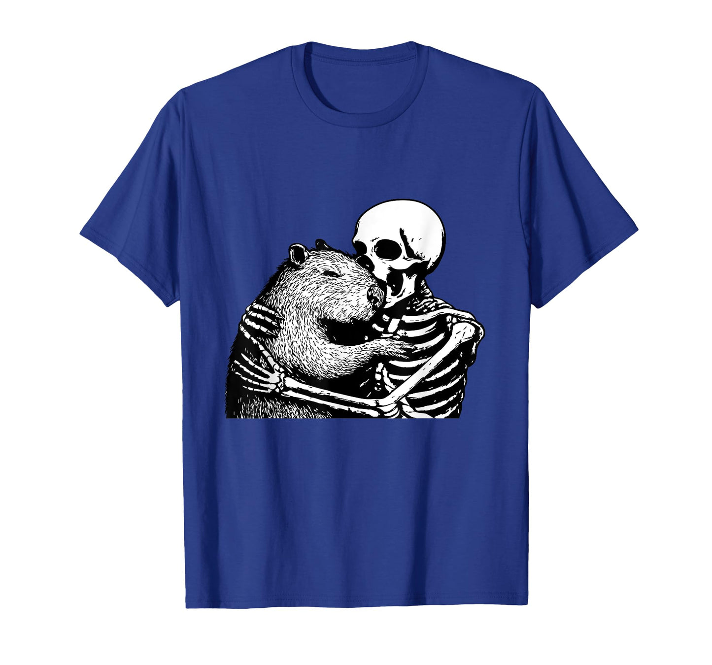 Skeleton Hugging Capybara Halloween Capy Lover Mom Dad T-Shirt