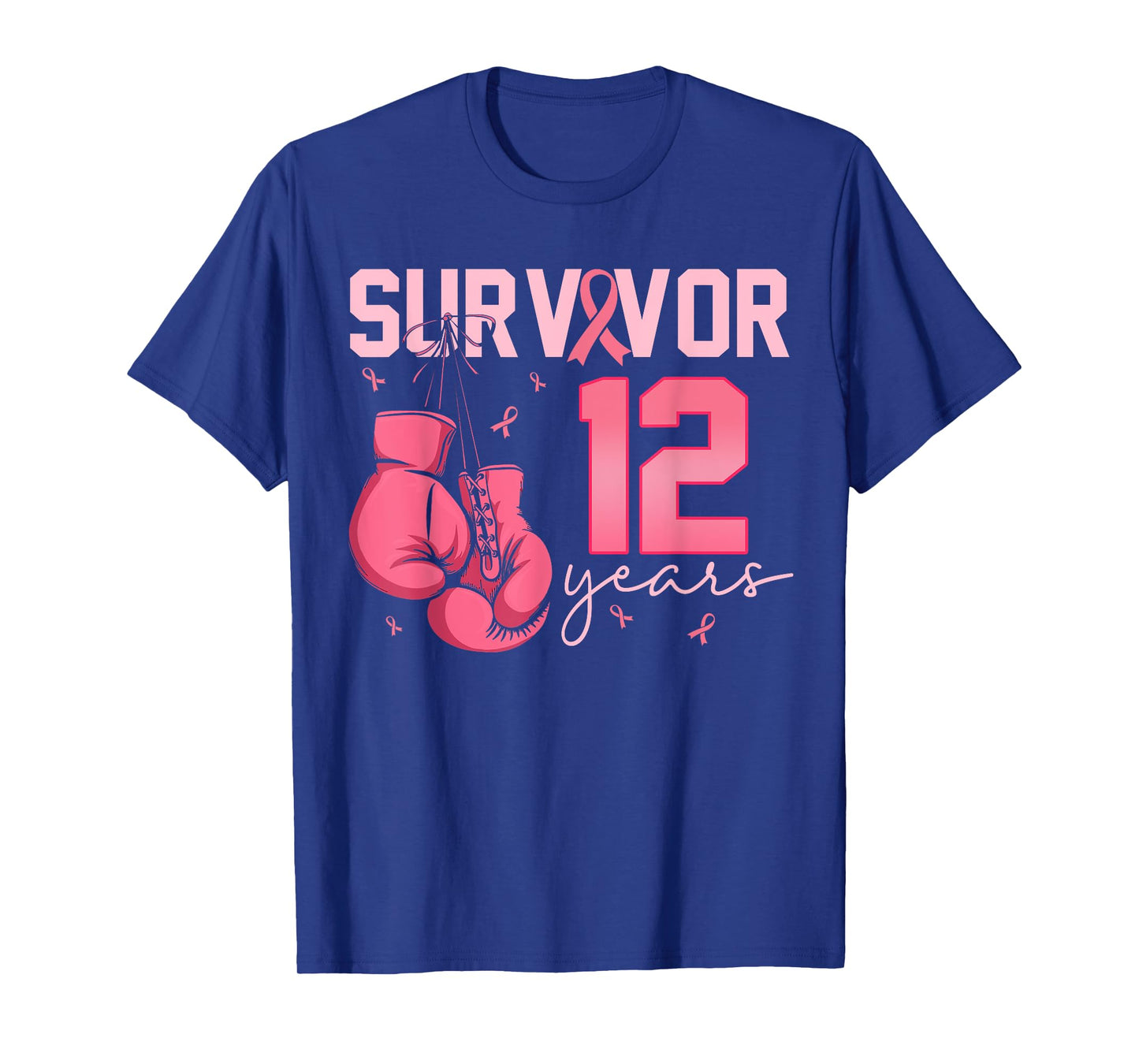 Breast Cancer Survivor 12 Years Pink Ribbon Boxing Gloves T-Shirt