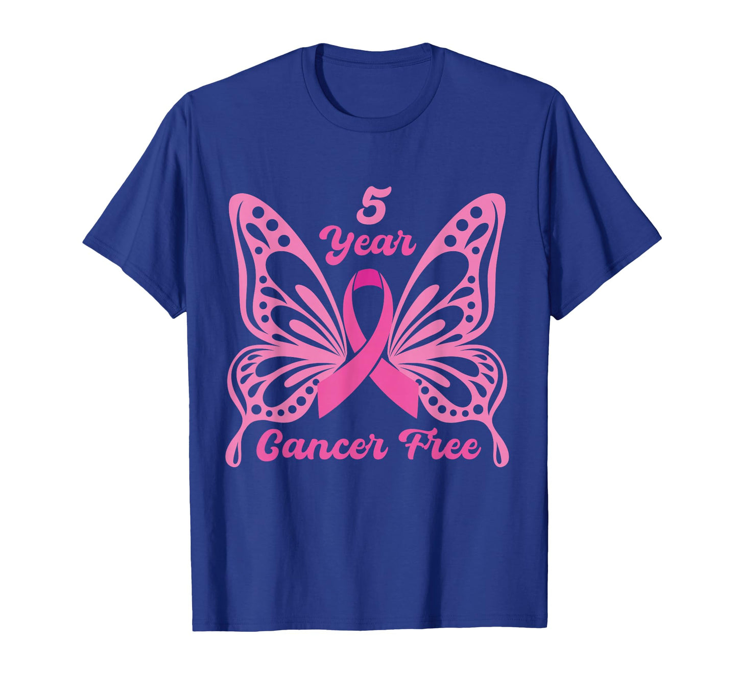 5 Year Cancer Free Breast Cancer Awareness Butterfly Women T-Shirt