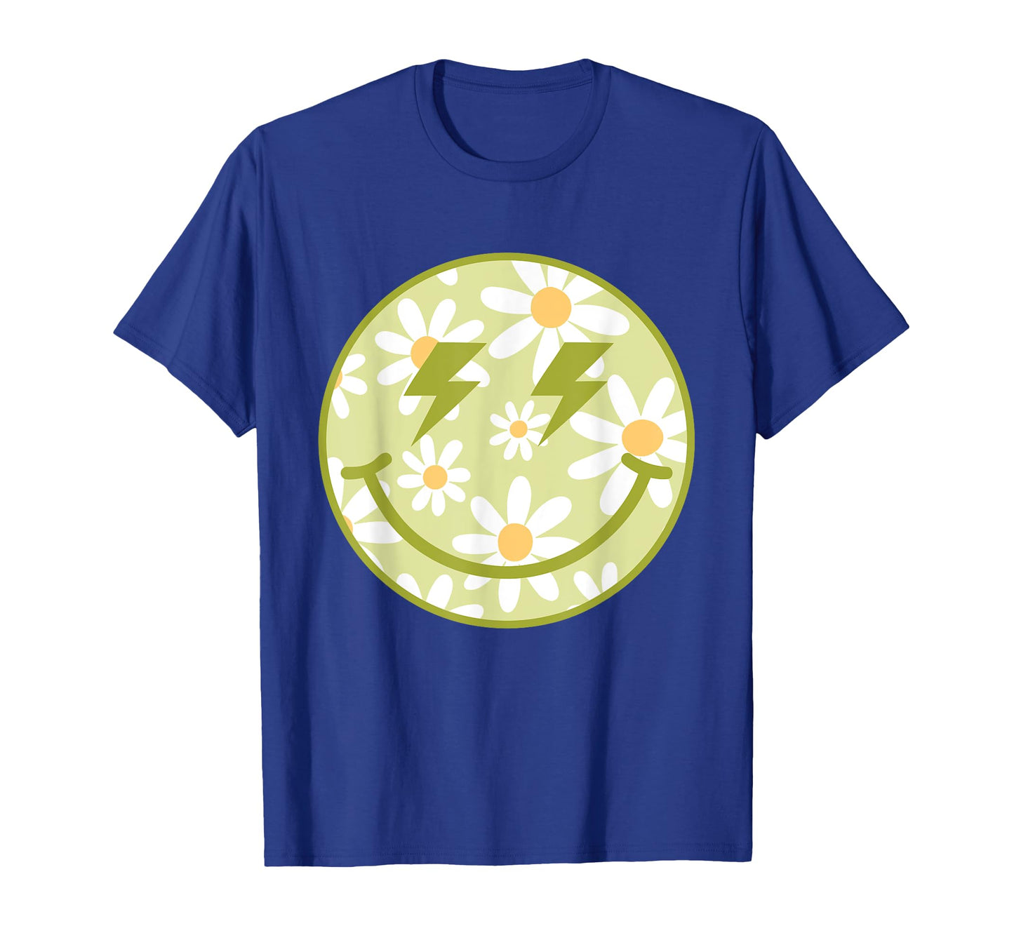 Retro Green Happy Face Checkered Pattern Smile Face Trendy T-Shirt
