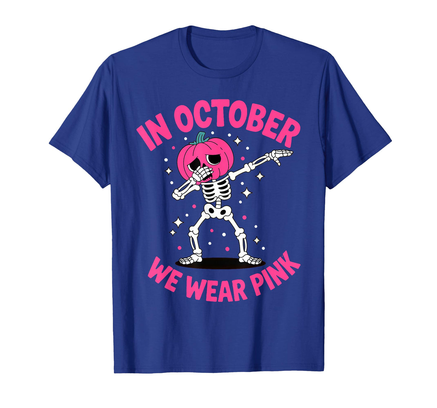 In October We Wear Pink Breast Cancer Pumpkin Halloween T-Shirt