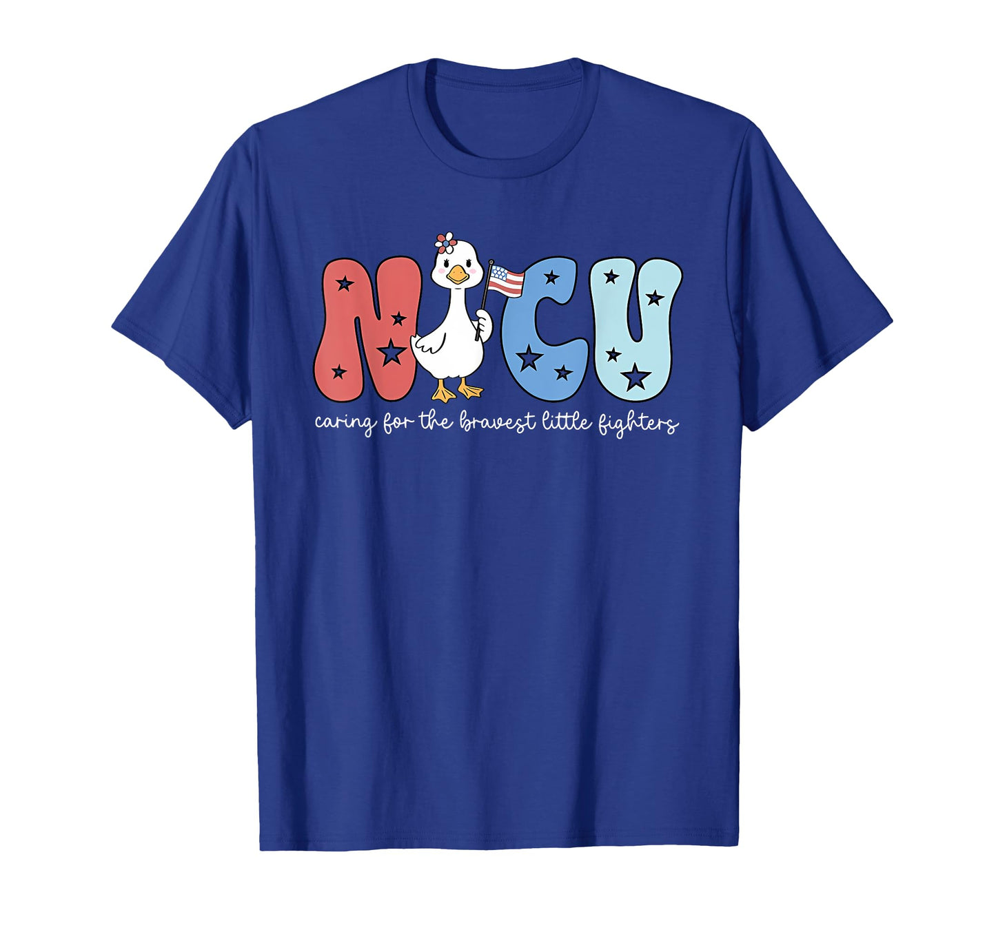 NICU Caring For The Bravest Little Fighters 4th July Nurse T-Shirt