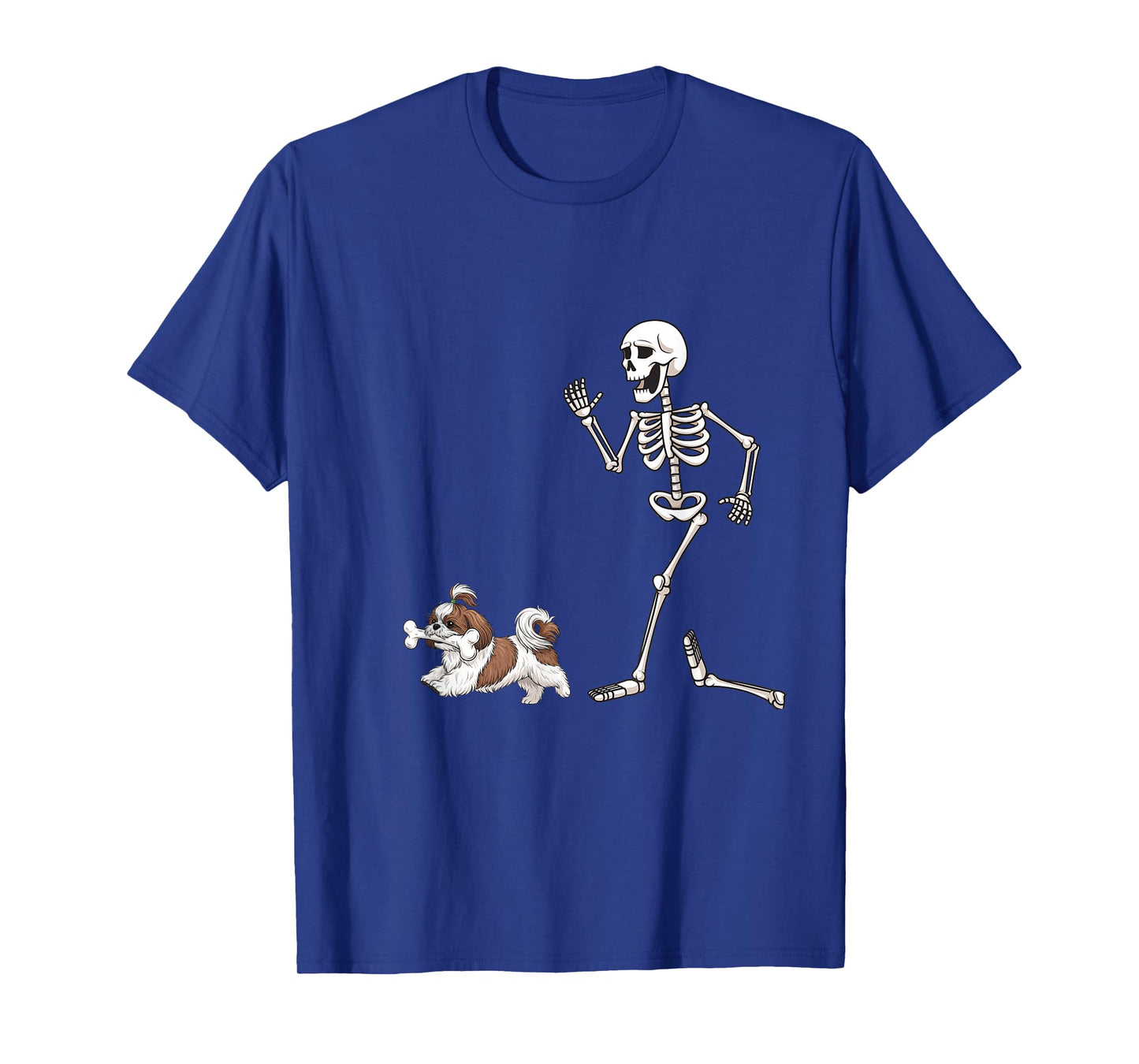 Funny Halloween Shih Tzu and Skeleton T-Shirt