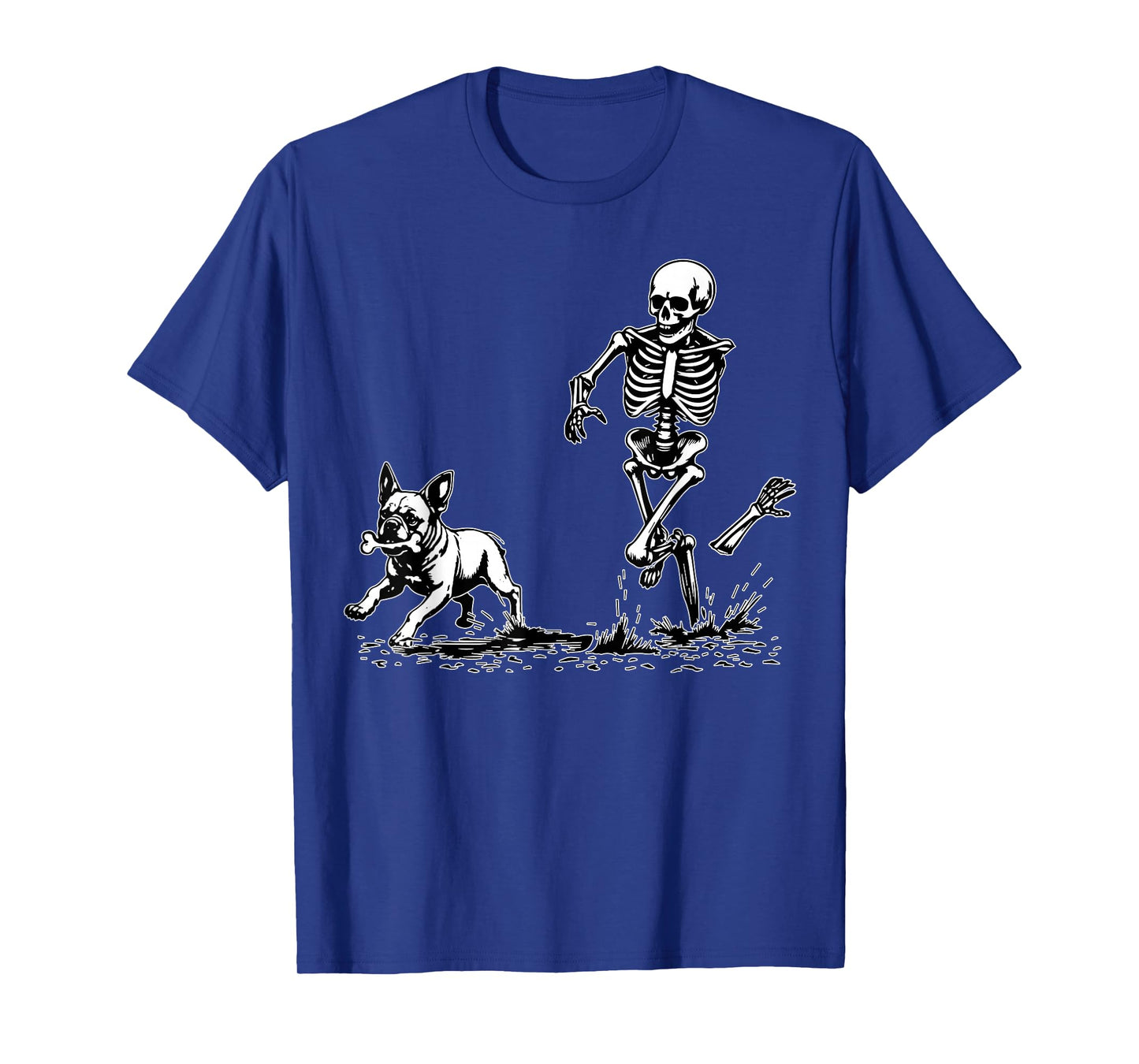 Skeleton Chasing French Bulldog Halloween Dog Owner T-Shirt