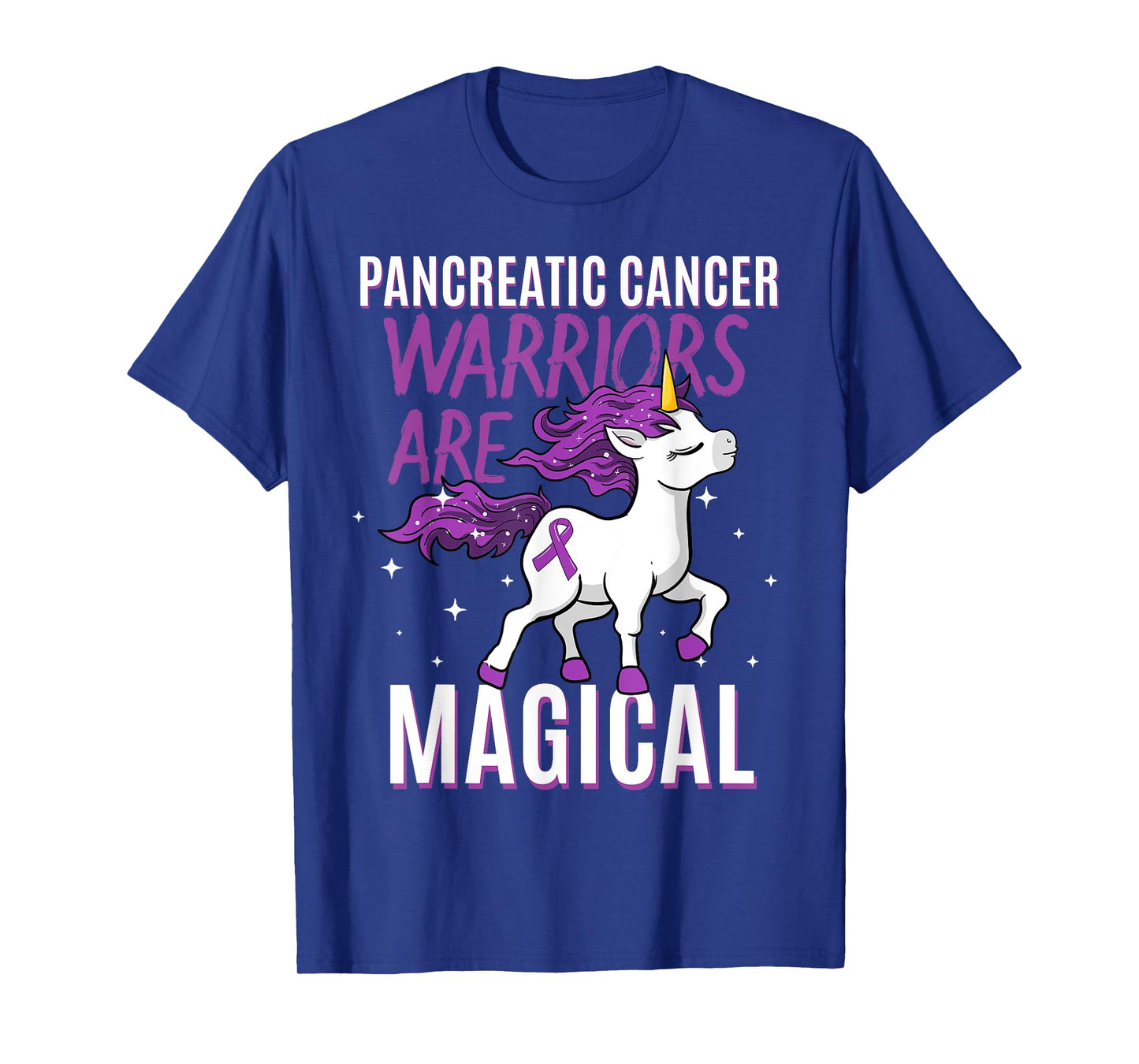 Pancreatic Cancer Warrior Magical Unicorn Purple Ribbon Gift T-Shirt
