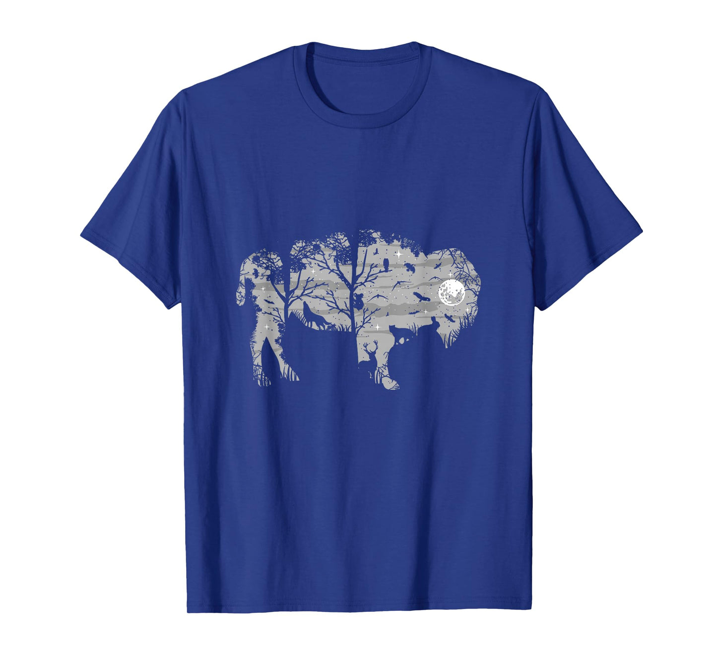 Forest Moon Bison Silhouette Wild Animals American Buffalo T-Shirt