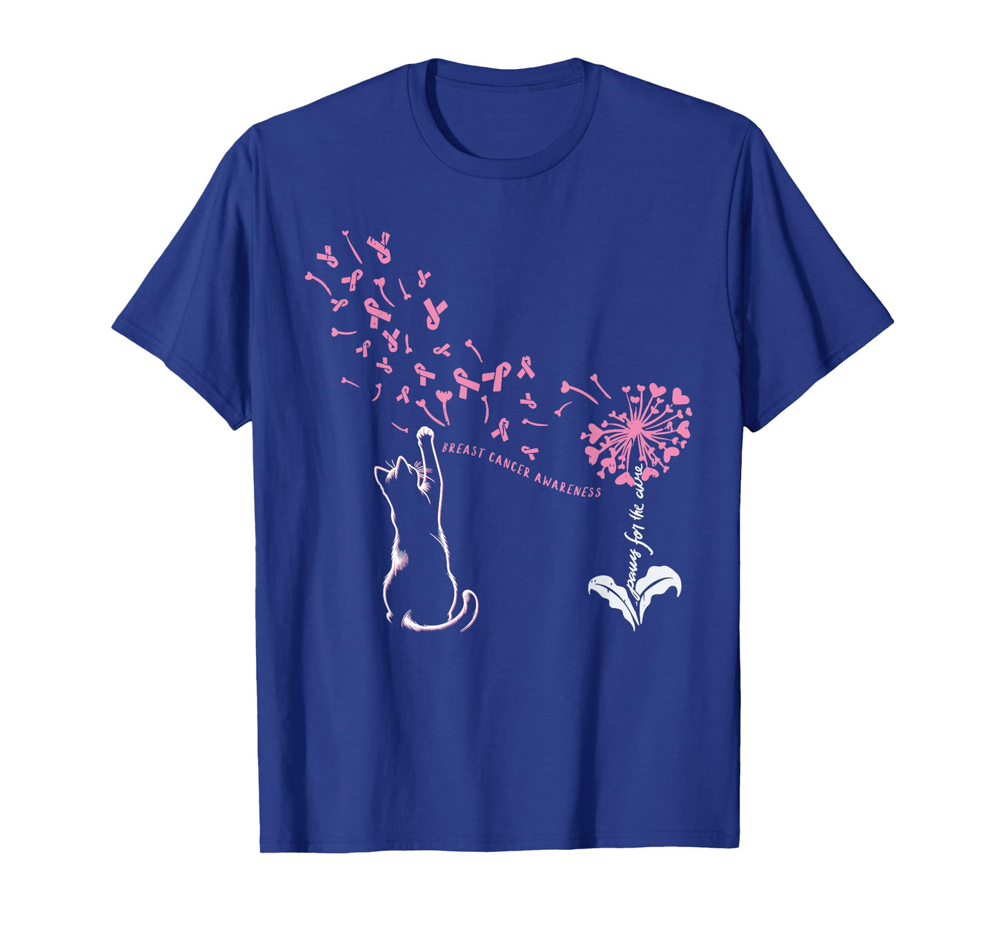 Cat Paw For Cure Support Breast Cancer Awareness Dandelion T-Shirt