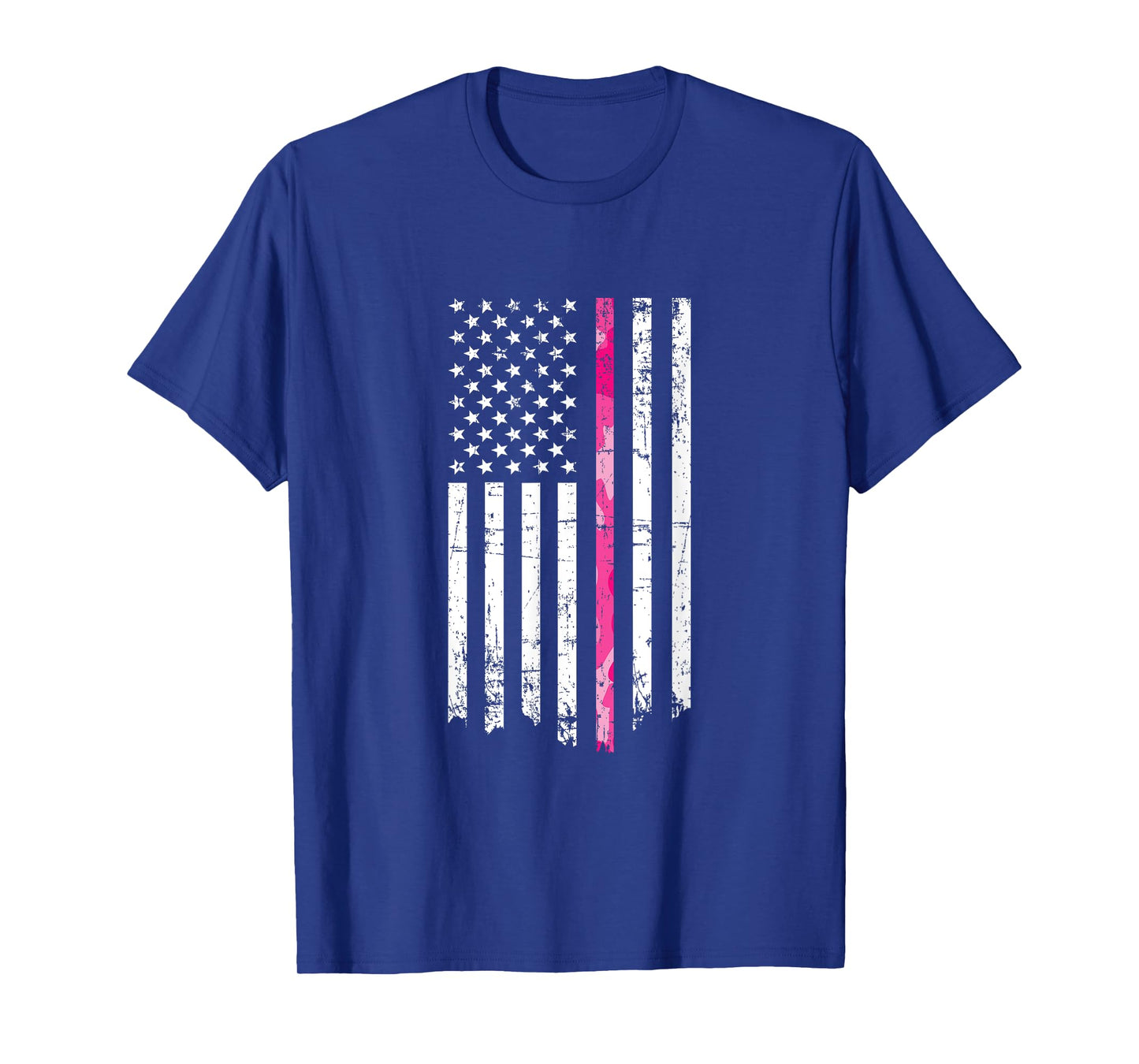 Pink Camouflage Stripe Breast Cancer American Flag T-shirt T-Shirt for Women Men