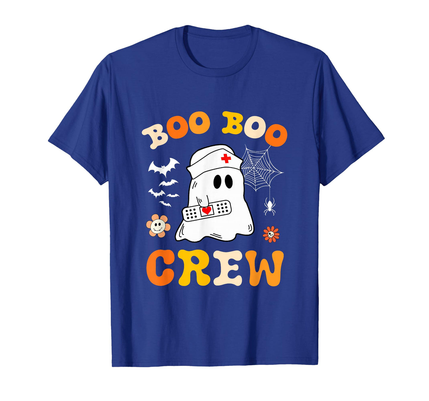 Funny Ghost Women Halloween Nurse Groovy Boo Boo Crew Nurse T-Shirt