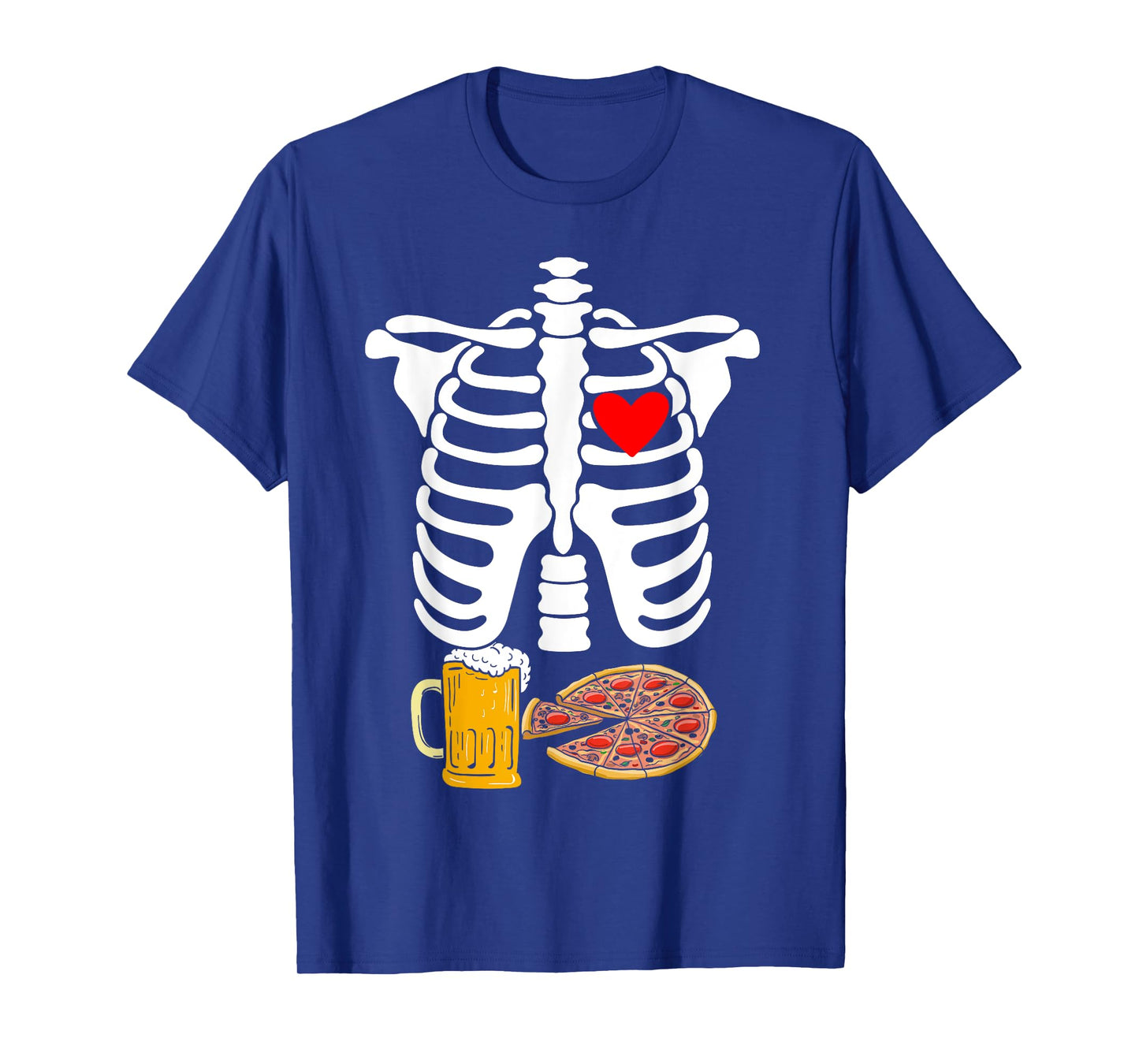 Rib Cage Skeleton X-Ray Drink Beer Pizza Halloween Costume T-Shirt