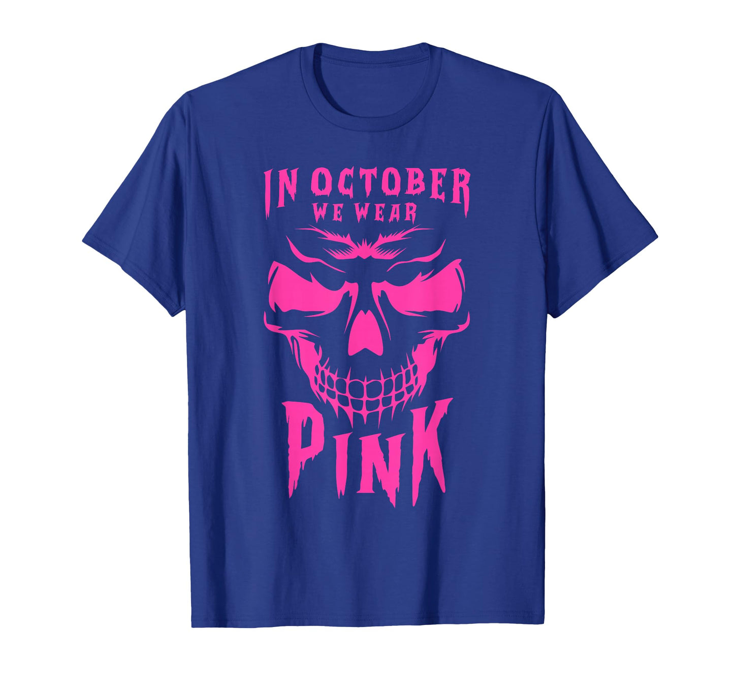 Breast Cancer Awareness Month Halloween Skull Pink Ribbon T-Shirt