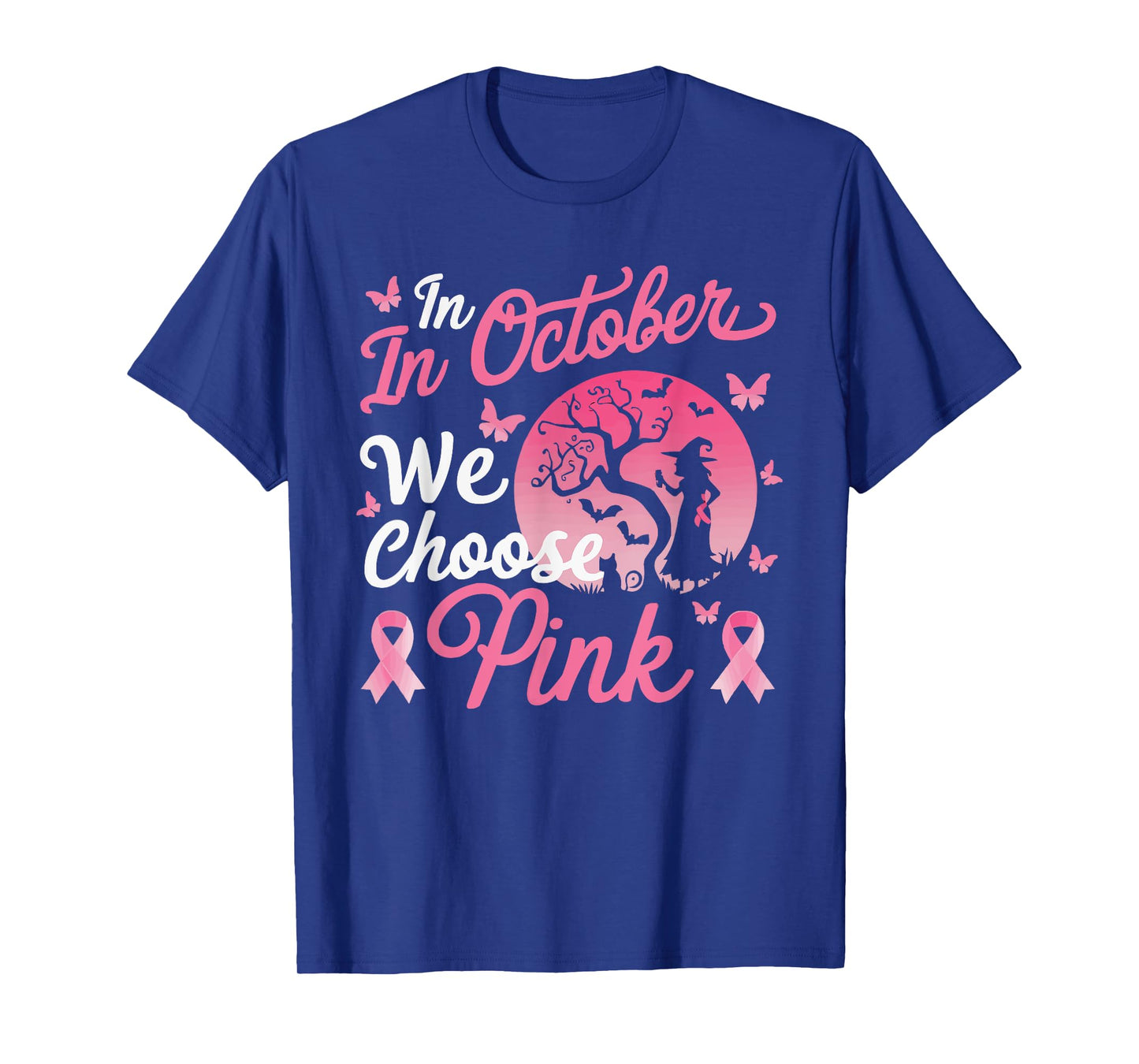 Halloween Breast Cancer Awareness Month Pink Ribbon T-Shirt