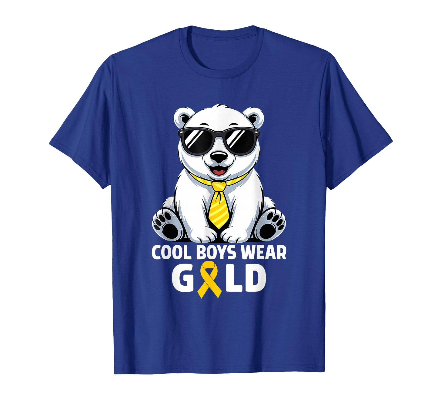 Cool Boys Wear Gold Bear Childhood Cancer Kids T-Shirt