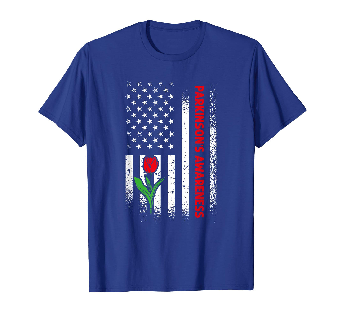 US Flag Red Tulip Parkinson's Awareness T-Shirt