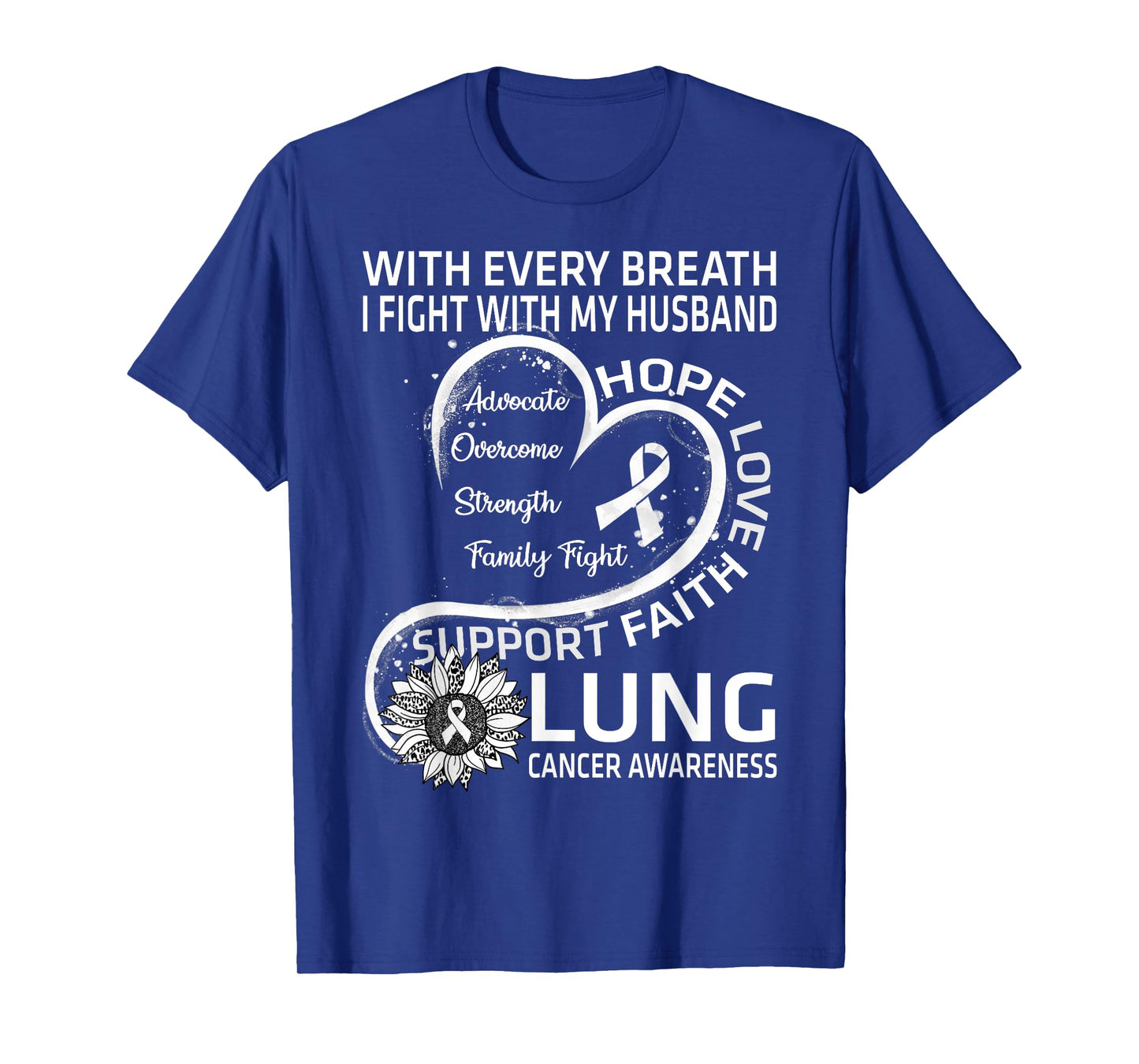 Lung Cancer Awareness Gift Husband Lung Cancer Ribbon T-Shirt