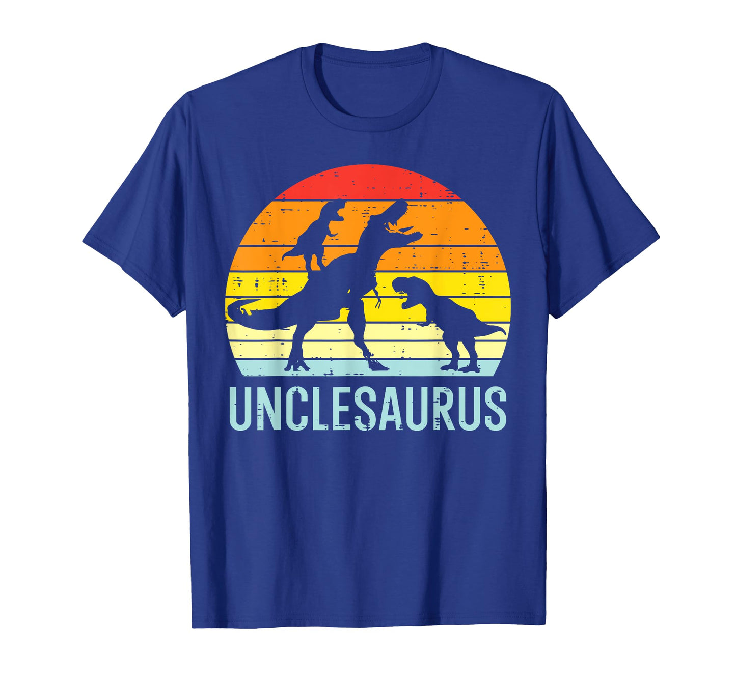 Unclesaurus Trex Uncle Sunset Retro Fathers Day Dinosaur Men T-Shirt