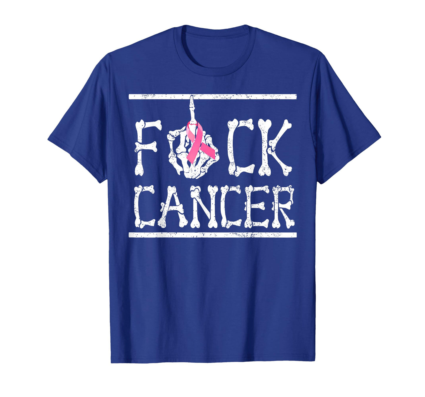 Fuck Cancer Skeleton Hand Bones Pink Breast Cancer Awareness T-Shirt