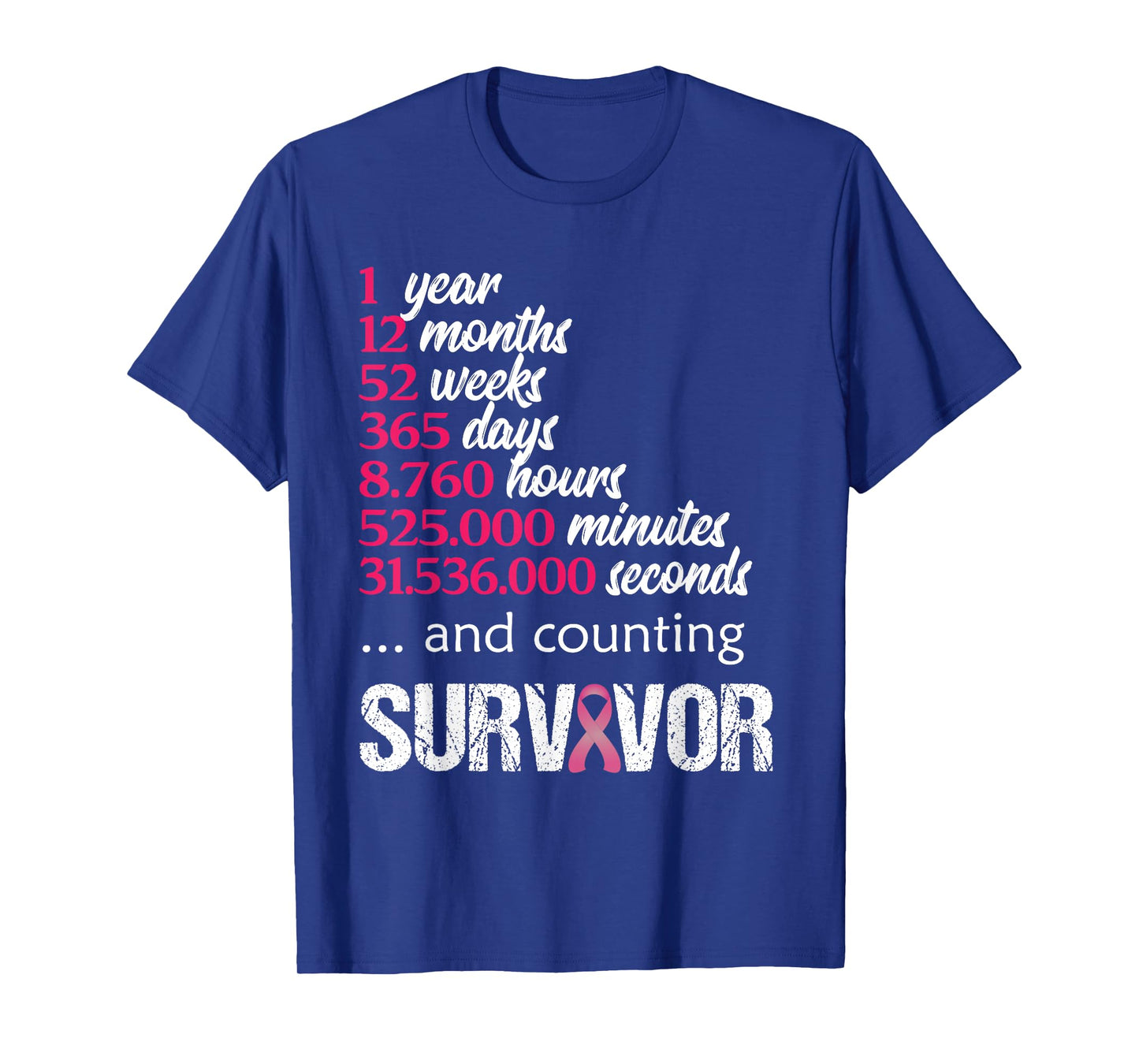 One 1 Year Survivor Breast Cancer Shirt Awareness Gift 2018 T-Shirt