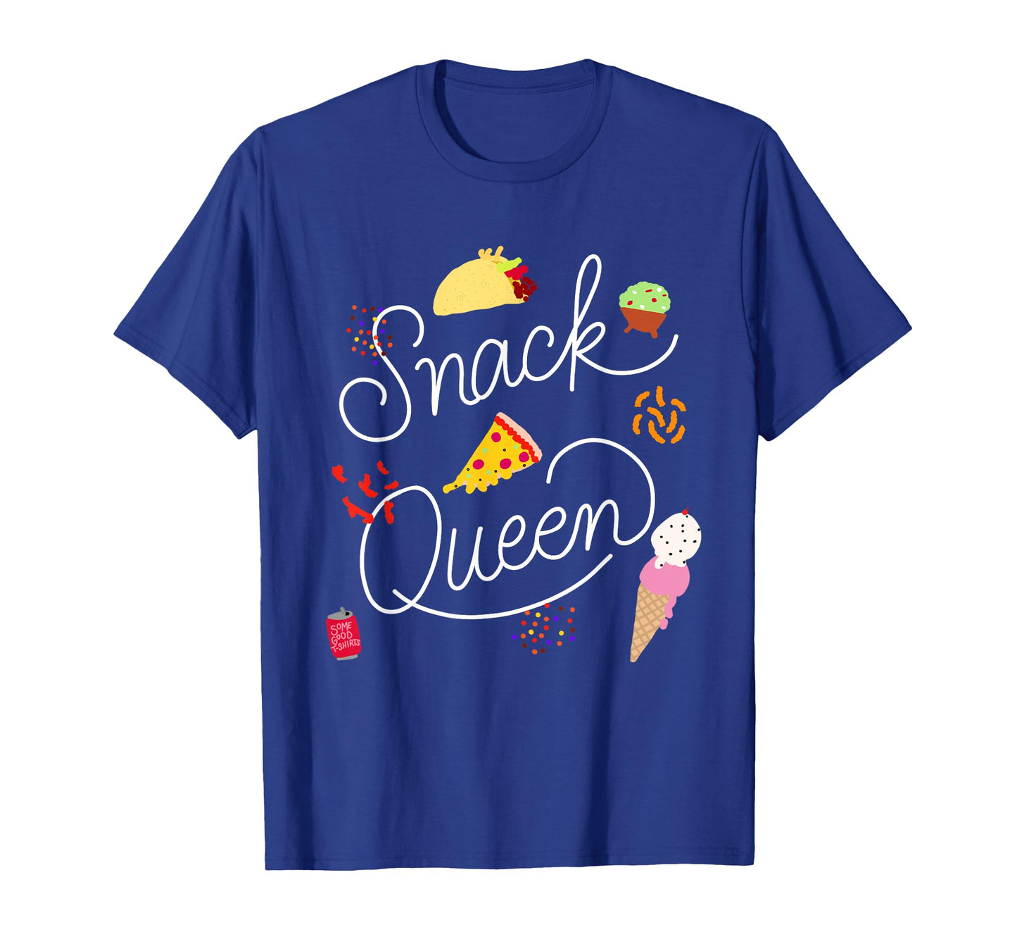 Snack Queen Lettering Script with Pizza Tacos T-Shirt