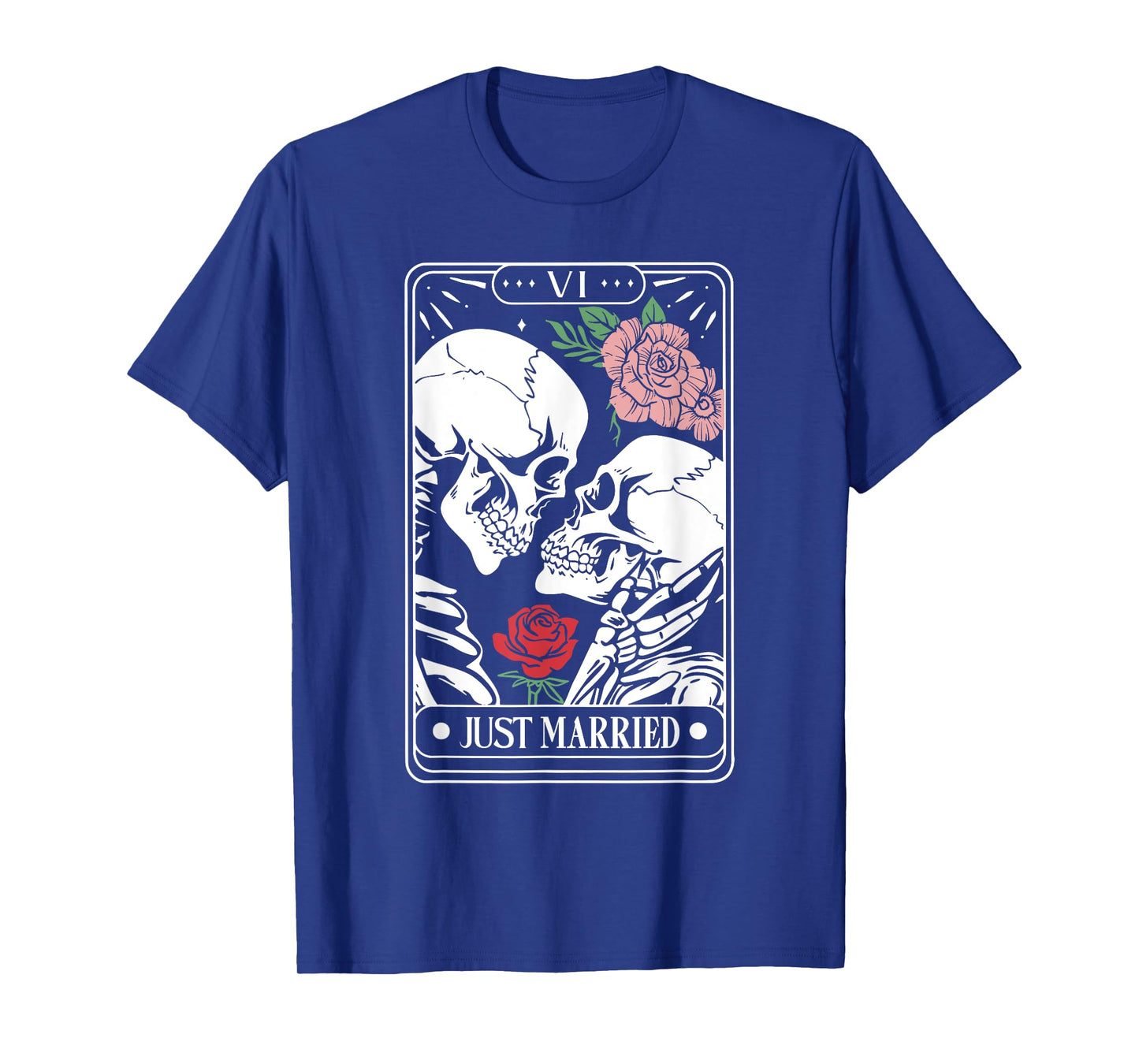 Just Married Tarot Card Halloween Skeleton Couple Matching T-Shirt