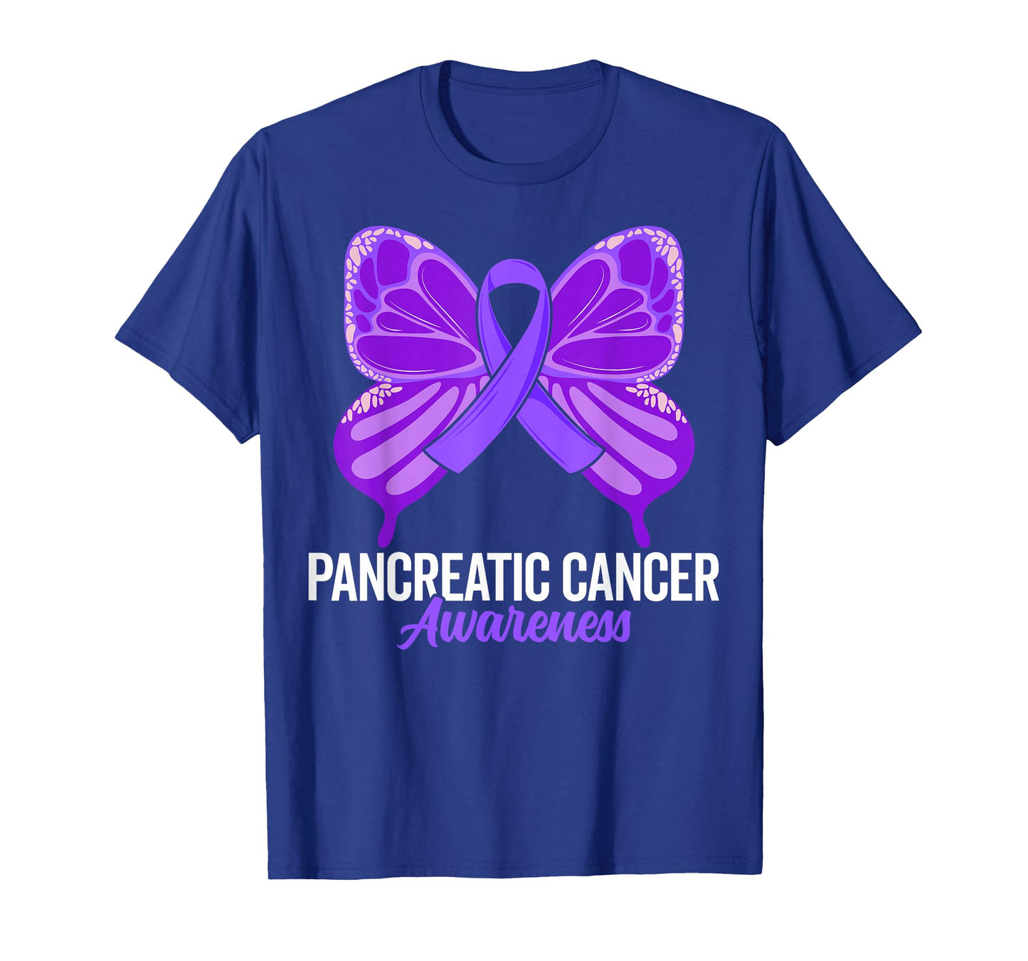 Pancreatic Cancer Awareness Purple Ribbon Butterfly Support T-Shirt