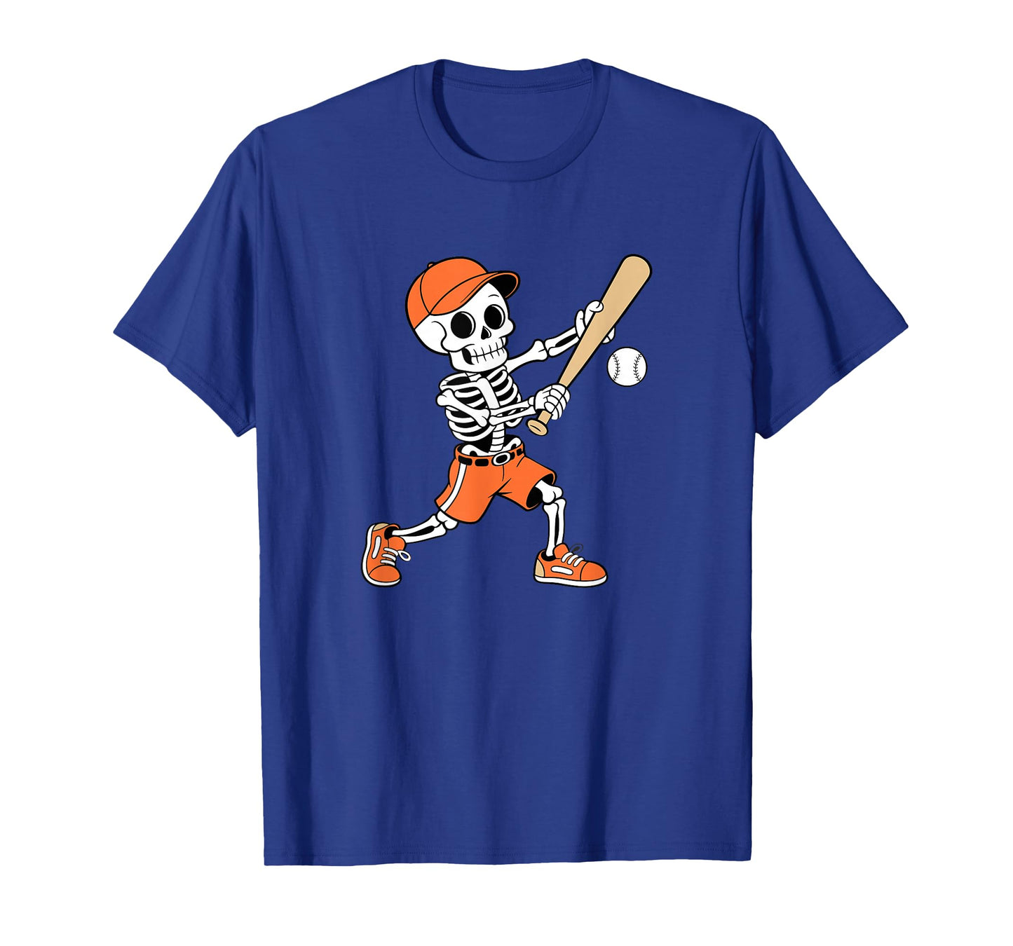 Funny Spooky Skeleton Batting Baseball Halloween T-Shirt
