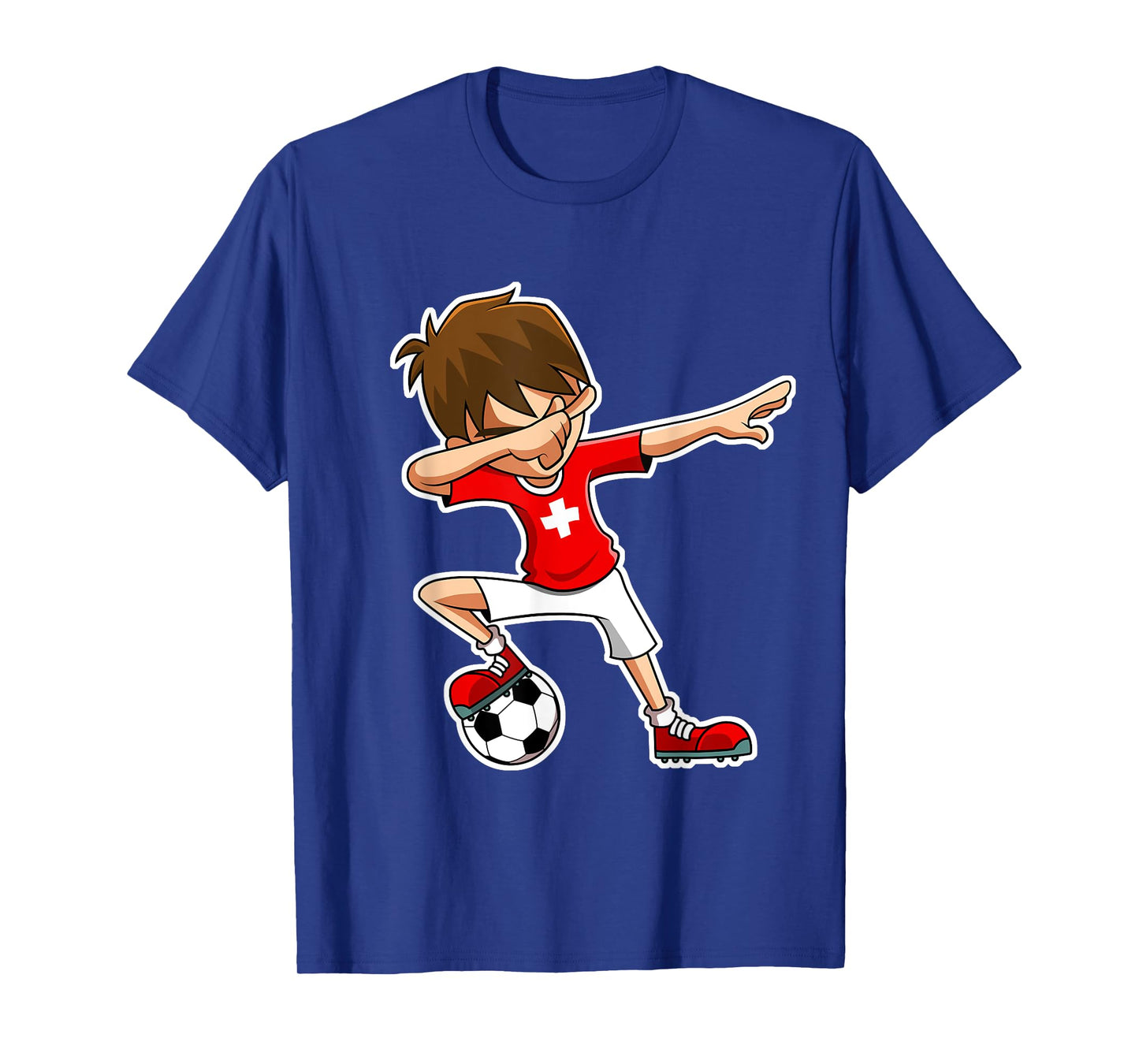 Dabbing Soccer Boy Switzerland Jersey, Swiss Kids Dab Gifts T-Shirt