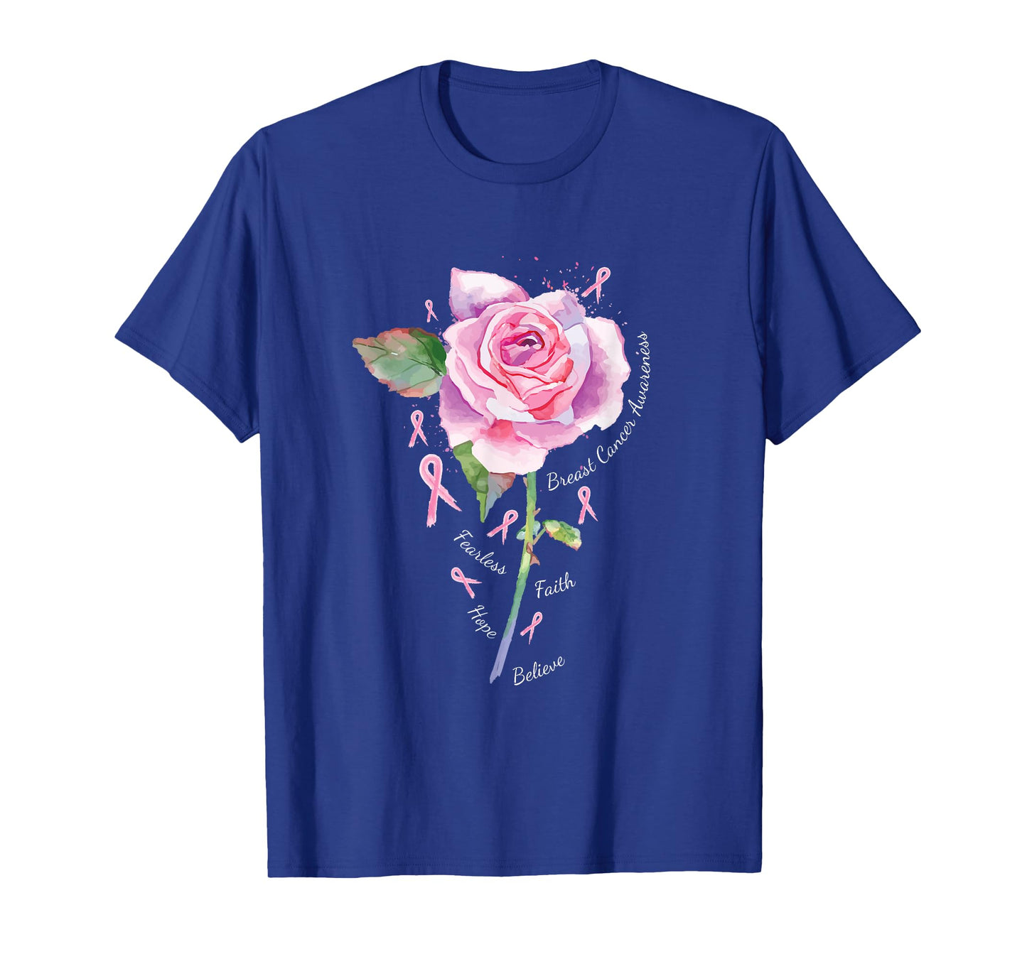 Breast Cancer Shirt Women Men Pink Ribbon Rose T-Shirt