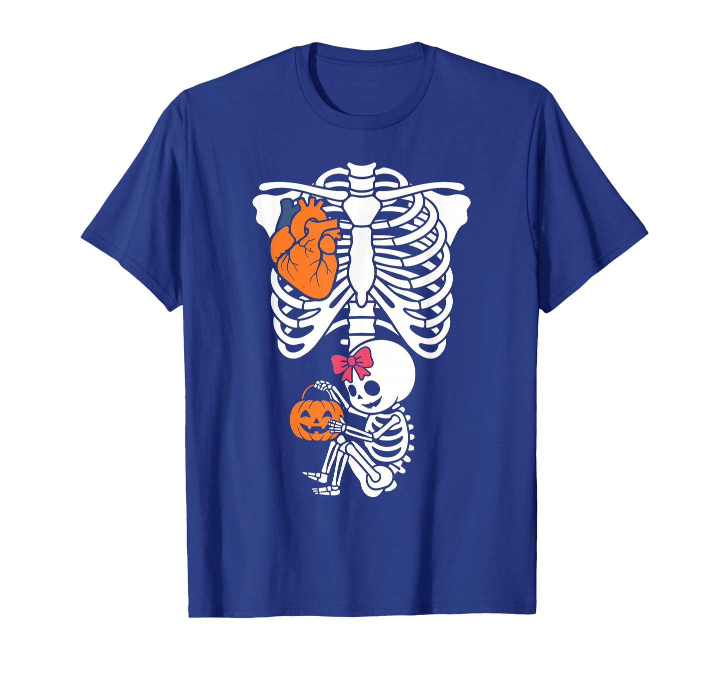 Pregnancy Skeleton with Baby Halloween Girl Pregnant Pumpkin T-Shirt