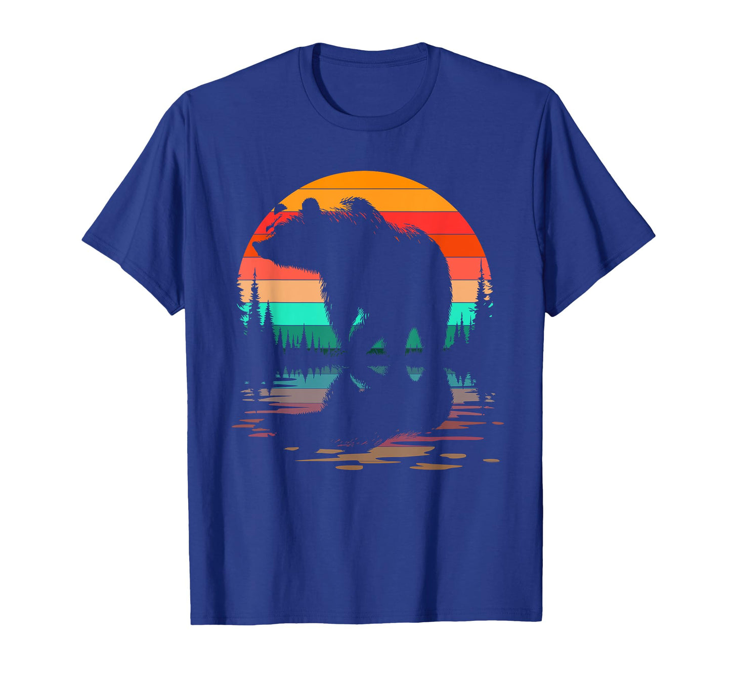 Retro Trees Reflection Wildlife Nature Bear Outdoor Forest T-Shirt