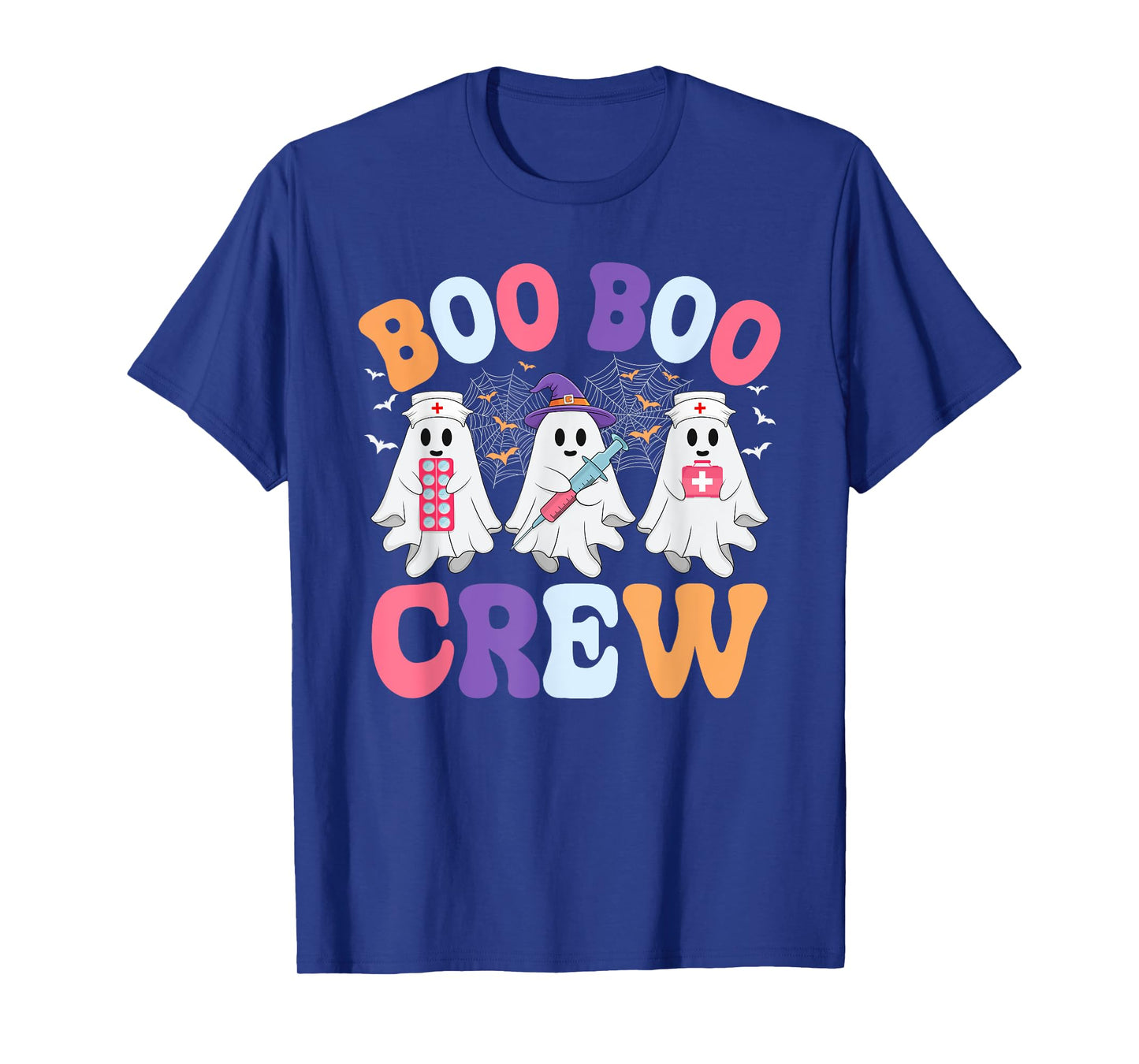 Groovy Nurse Scrub Top Spooky Boo Crew Ghost Nurse Halloween T-Shirt