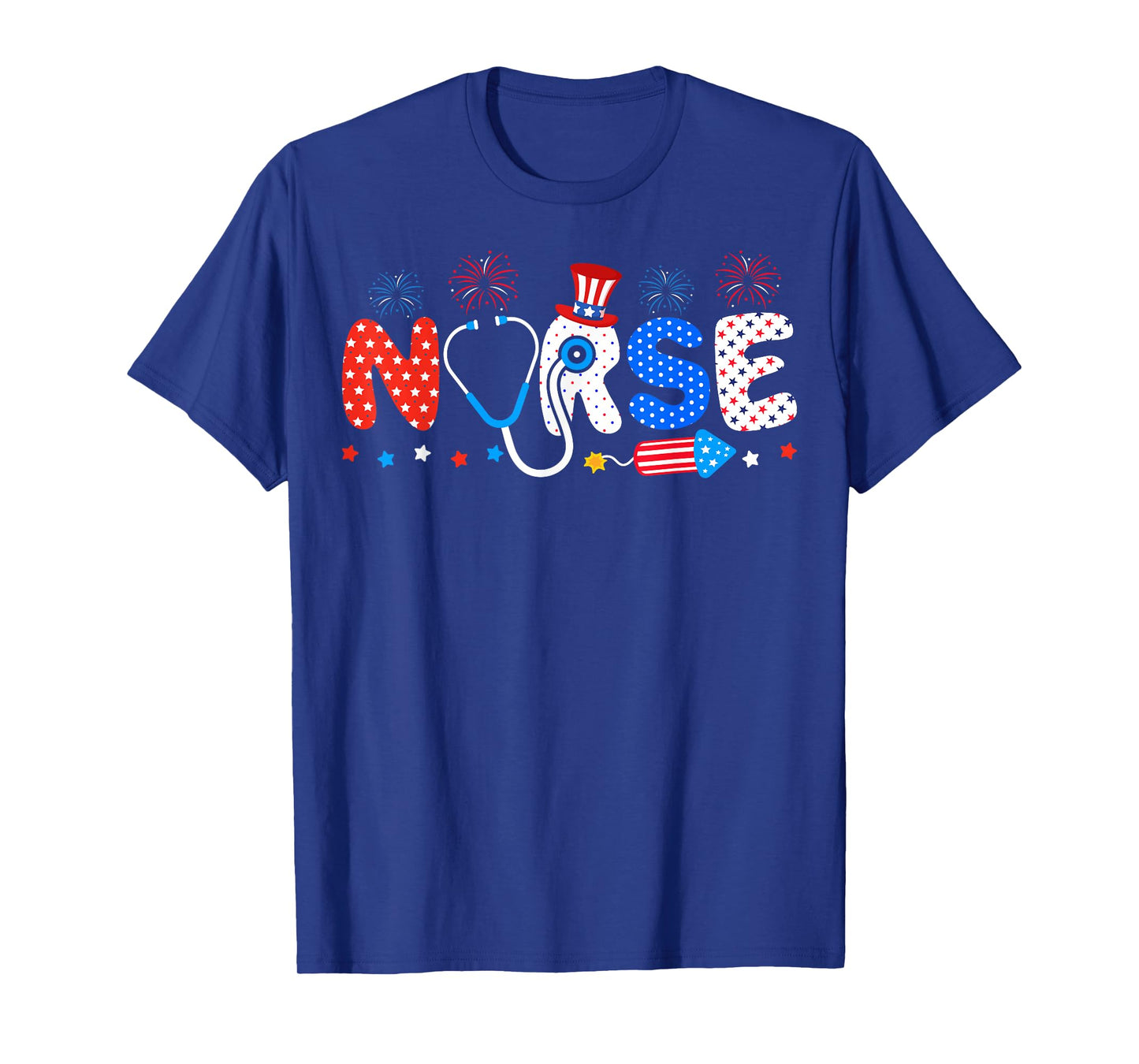USA Flag 4th Of July Nursing Stethoscope Patriotic Nurse T-Shirt