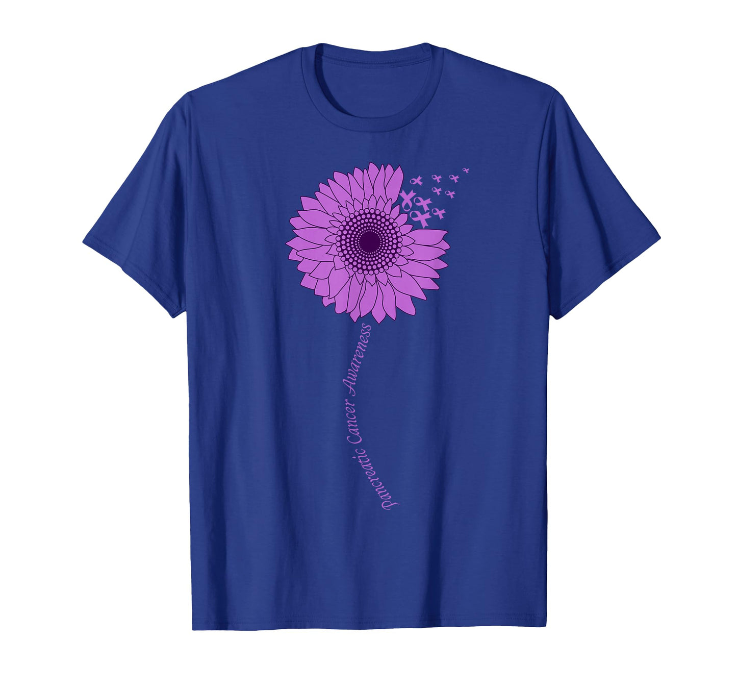 Pancreatic Cancer Awareness Sunflower Purple Ribbon T-Shirt